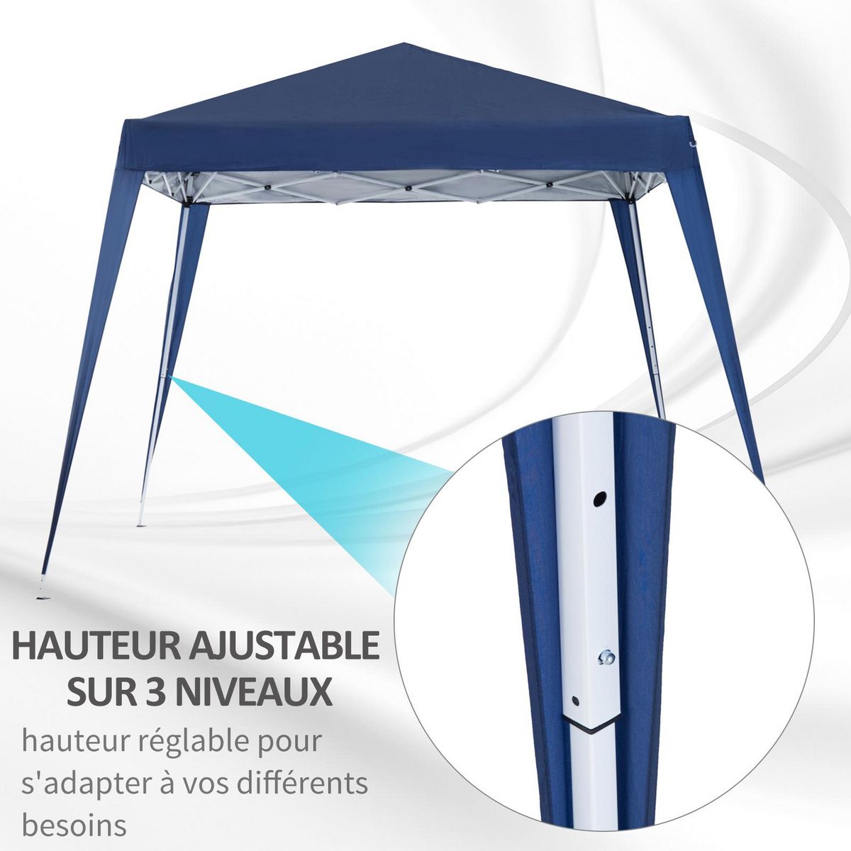 OUTSUNNY Tonnelle barnum de jardin pop-up pliant 2,4L x 2,4l x 2,5H m acier polyester imperméabilisé anti UV avec sac de transport bleu