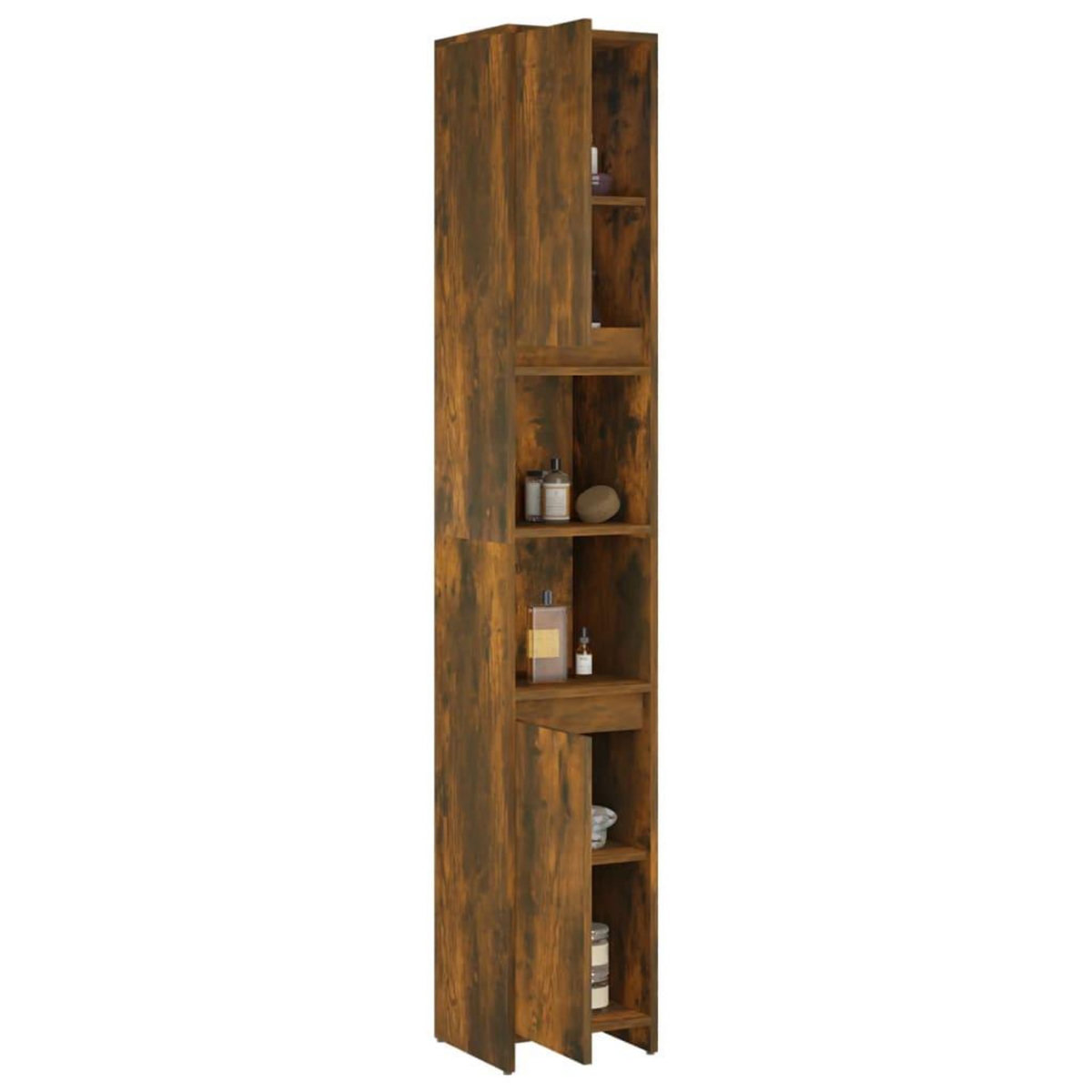 VIDAXL Armoire de bain Chene fume 30x30x183,5 cm Bois d'ingenierie