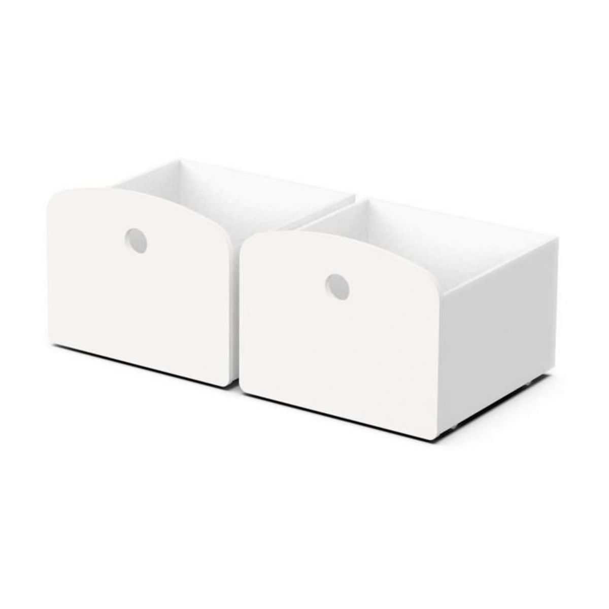 Demeyere DEMEYERE Lit toboggan - 90 x 200 cm - Sommier a lattes - 2 Tirroirs - Décor blanc et bleu orage