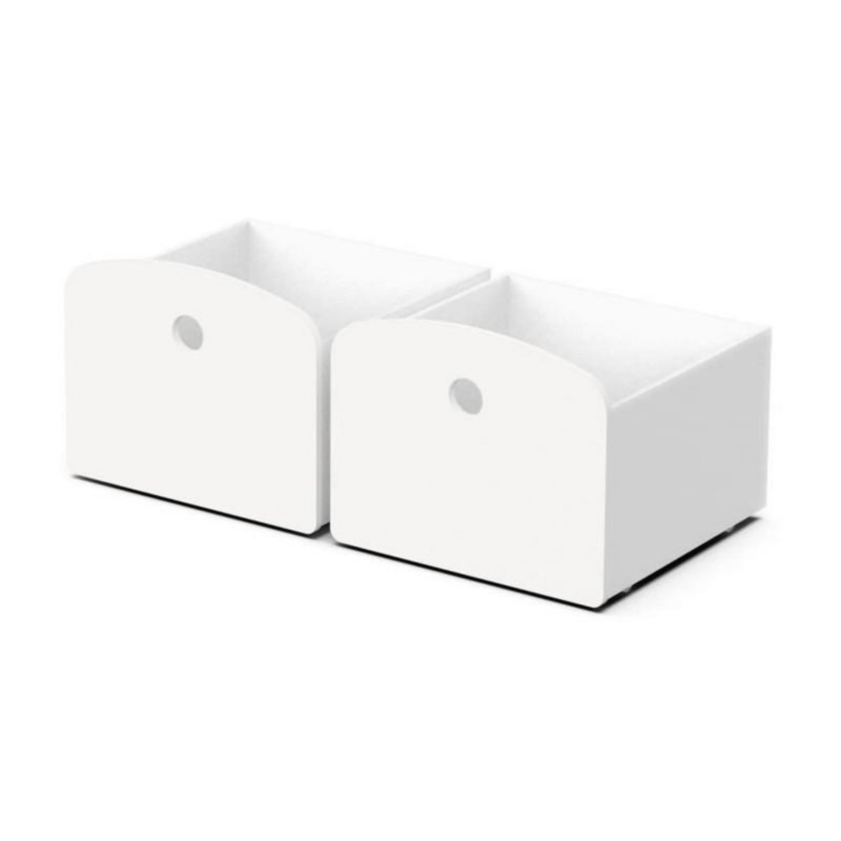 Demeyere DEMEYERE Lit toboggan - 90 x 200 cm - Sommier a lattes - 2 Tirroirs - Décor blanc et bleu orage