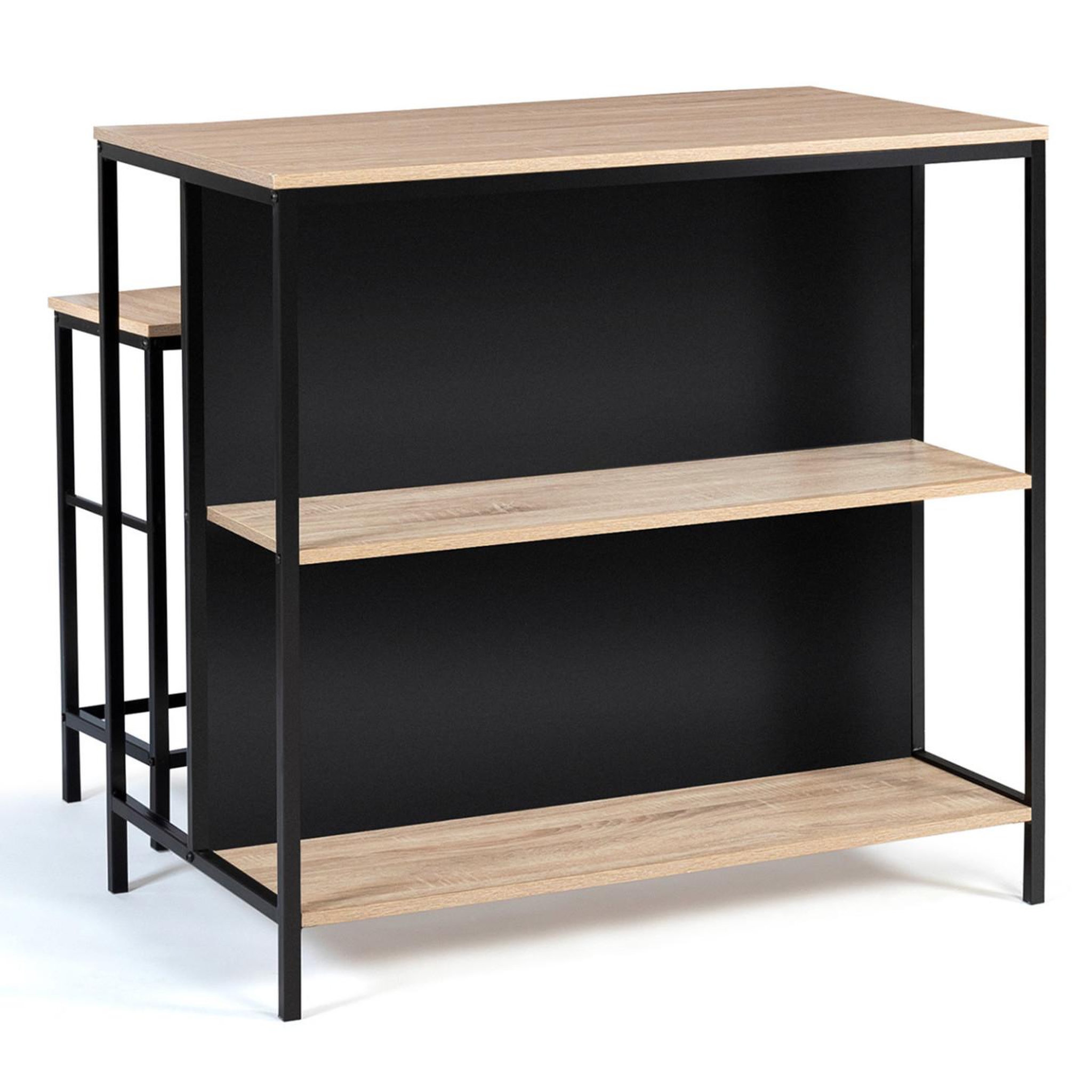 Voir la diapositive 6 : ID MARKET Ensemble table de bar îlot detroit et 2 tabourets design industriel