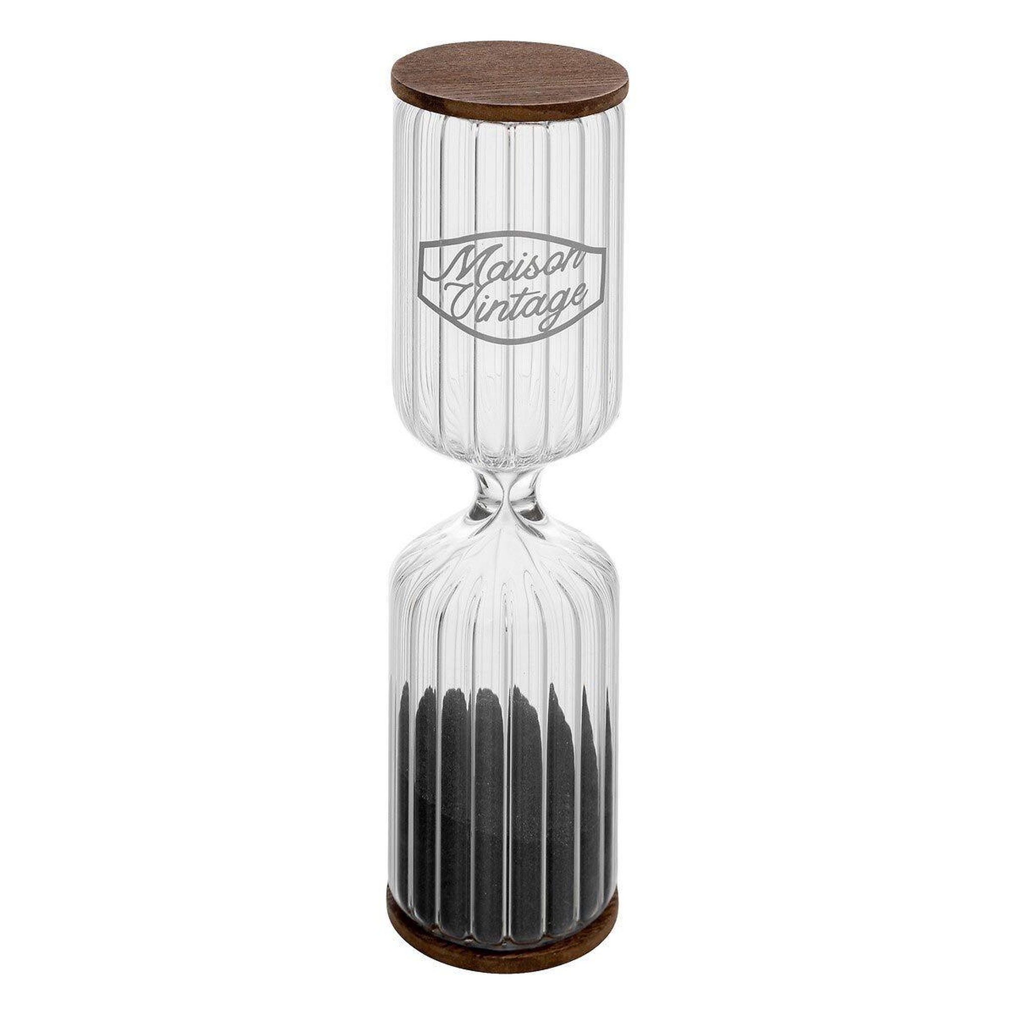 ATMOSPHERA Sablier déco en bois  café  30cm transparent