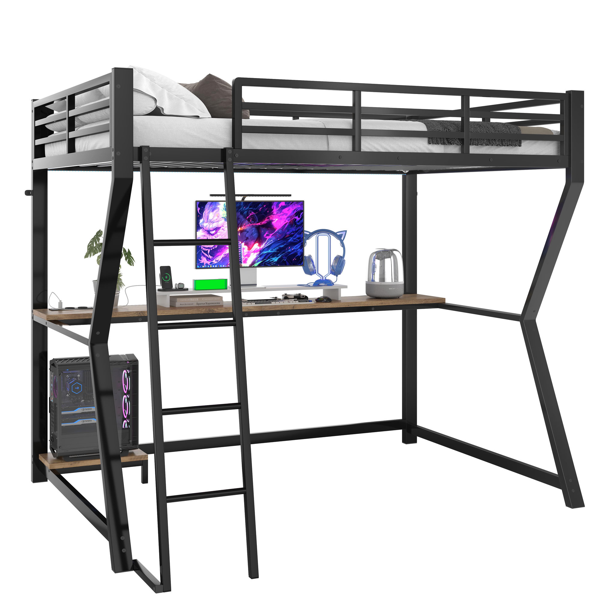 MERAX Lit mezzanine. Coloris disponibles : Blanc, Noir