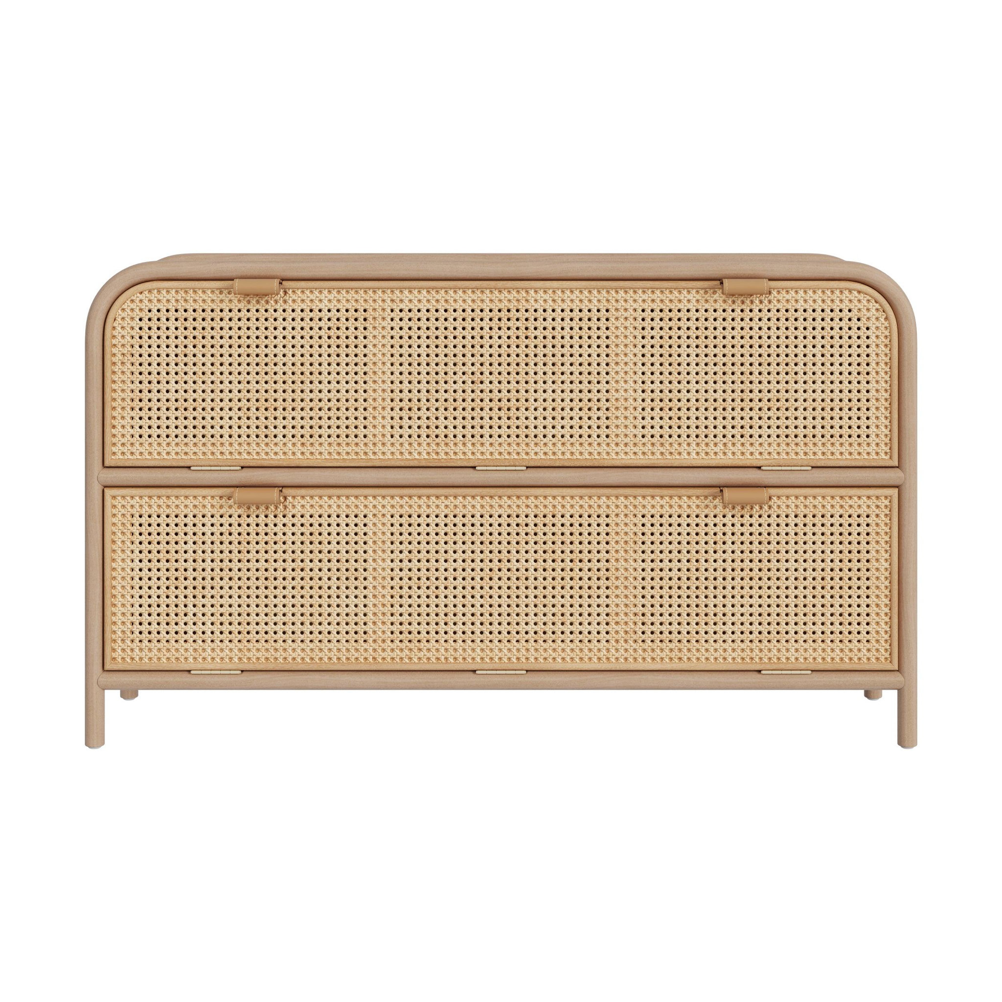 MAISON PAVANE Commode en rotin et bois massif, 2 portes abattantes-alata