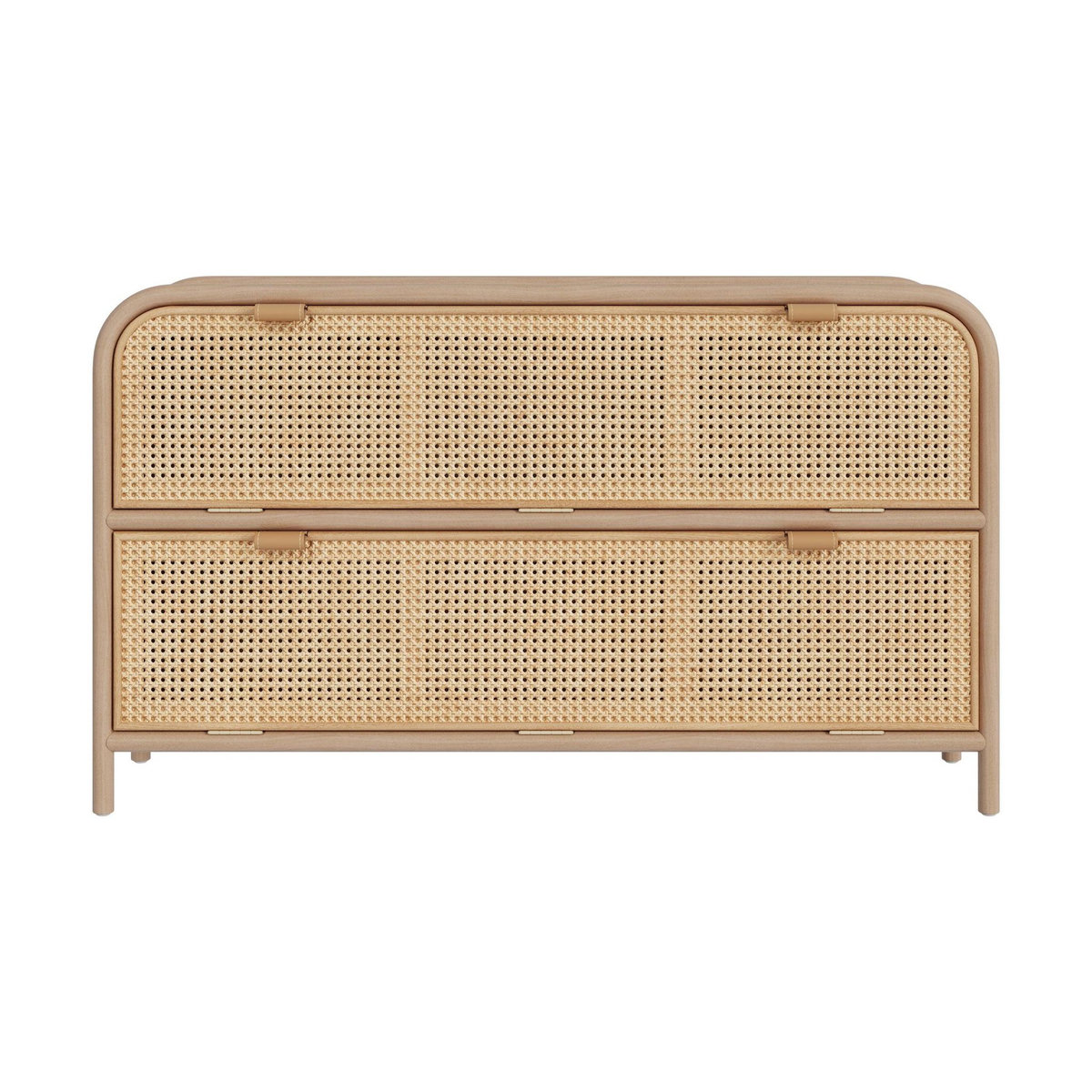 Rendez vous déco Commode en rotin et bois massif, 2 portes abattantes-Alata