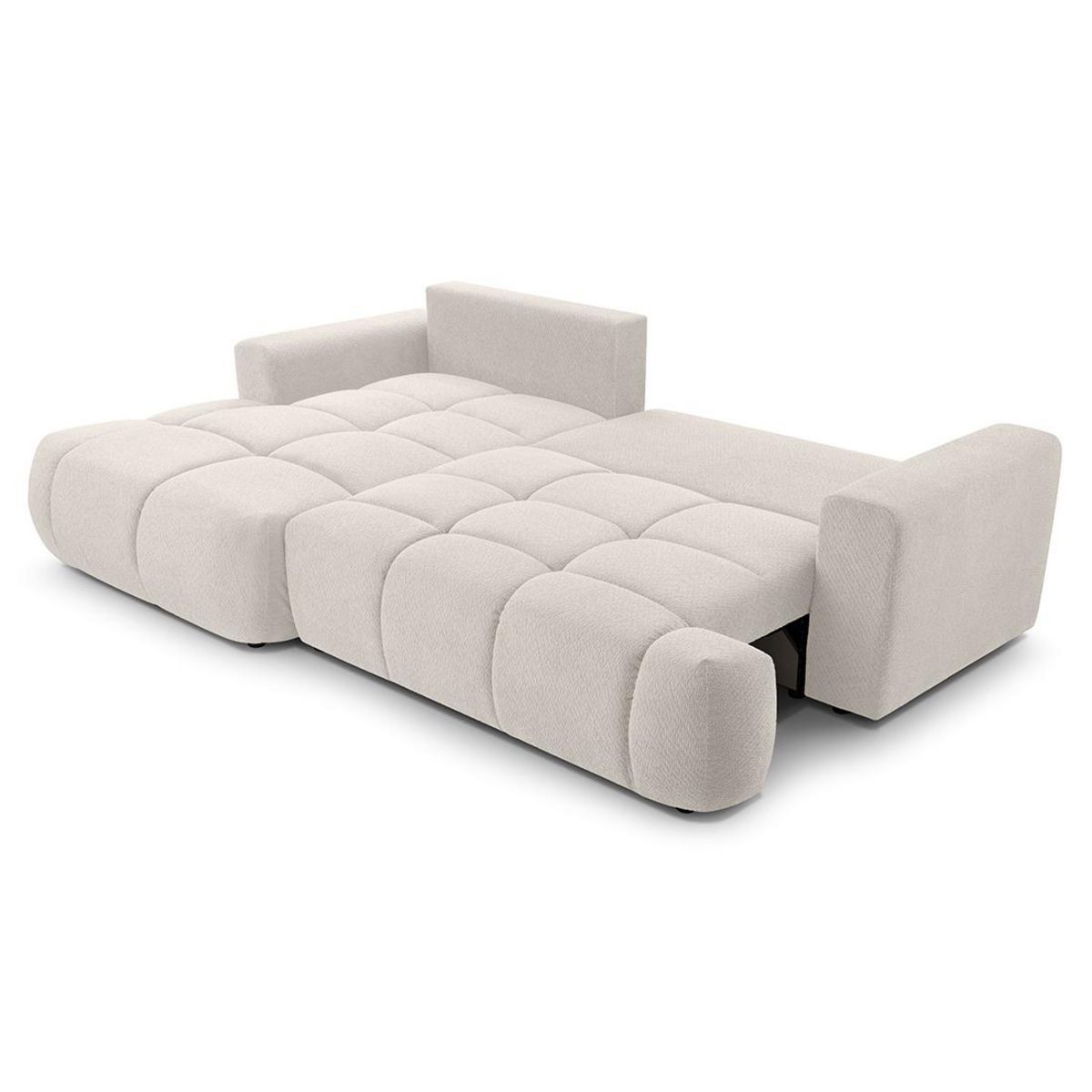 BEST MOBILIER Leonie - canapé d'angle gauche 4 places convertible avec coffre en velours texturé