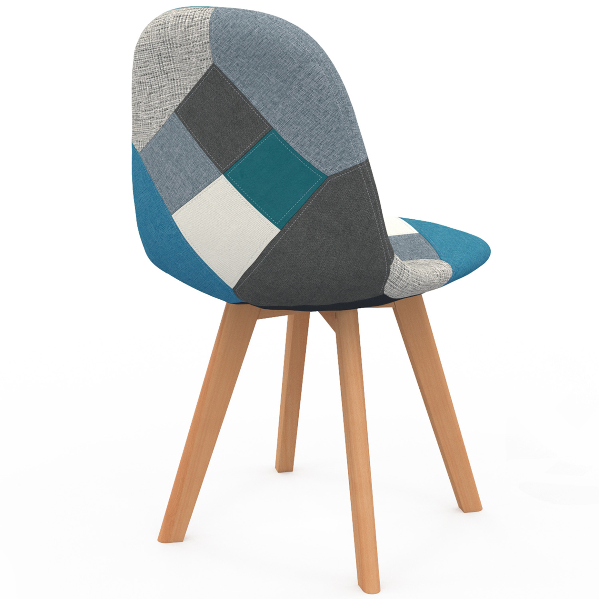 Voir la diapositive 4 : ID MARKET Lot de 2 chaises scandinaves sara motifs patchworks bleus