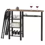 IDIMEX Ensemble STYLE avec table haute de bar mange-debout comptoir et 2 chaises/tabourets, en MDF chêne sauvage et structure en métal noir