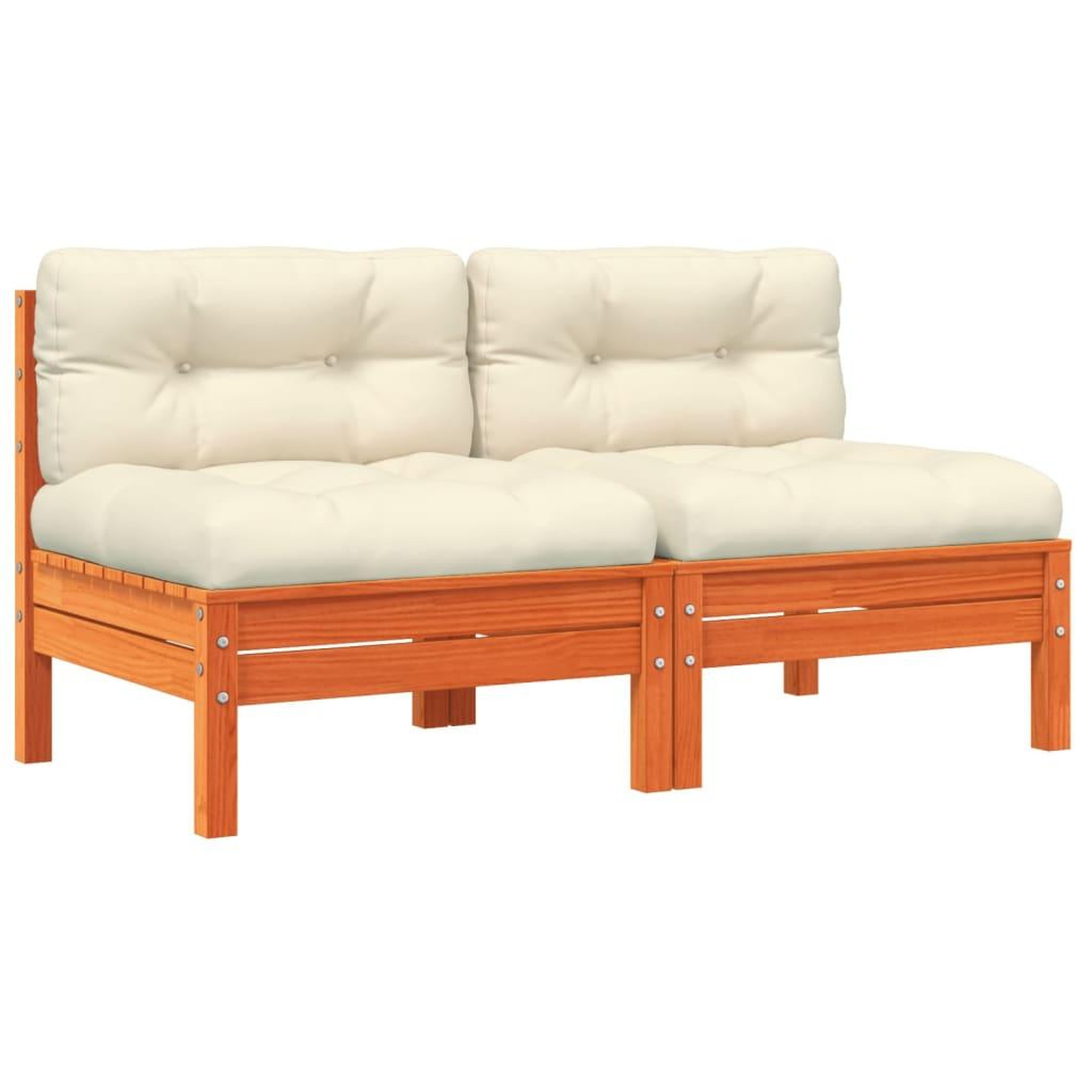 Voir la diapositive 2 : VIDAXL Canape de jardin sans accoudoirs coussins 2 pcs bois massif pin