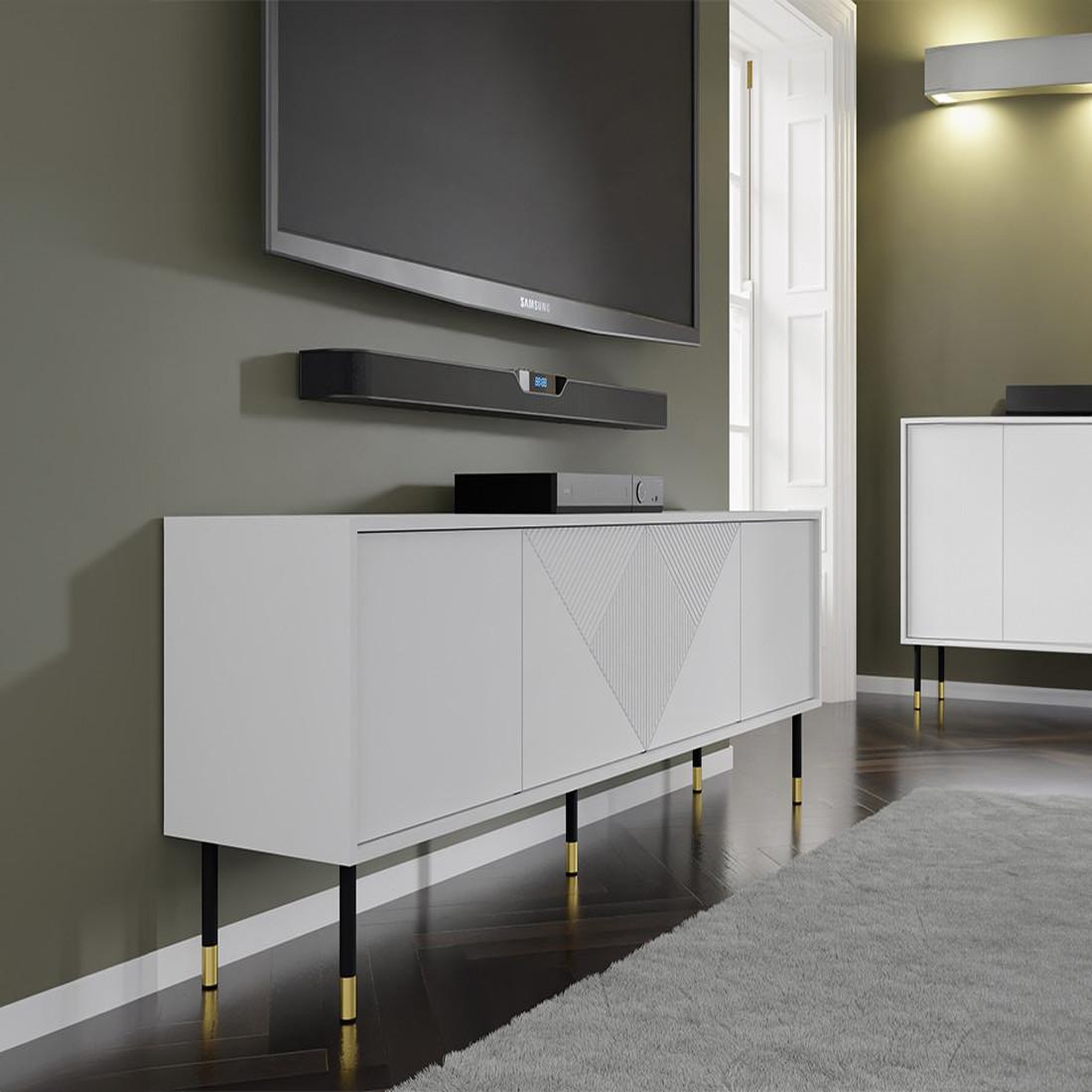 Voir la diapositive 3 : BEST MOBILIER Kirua - meuble tv - 4 portes - 180 cm