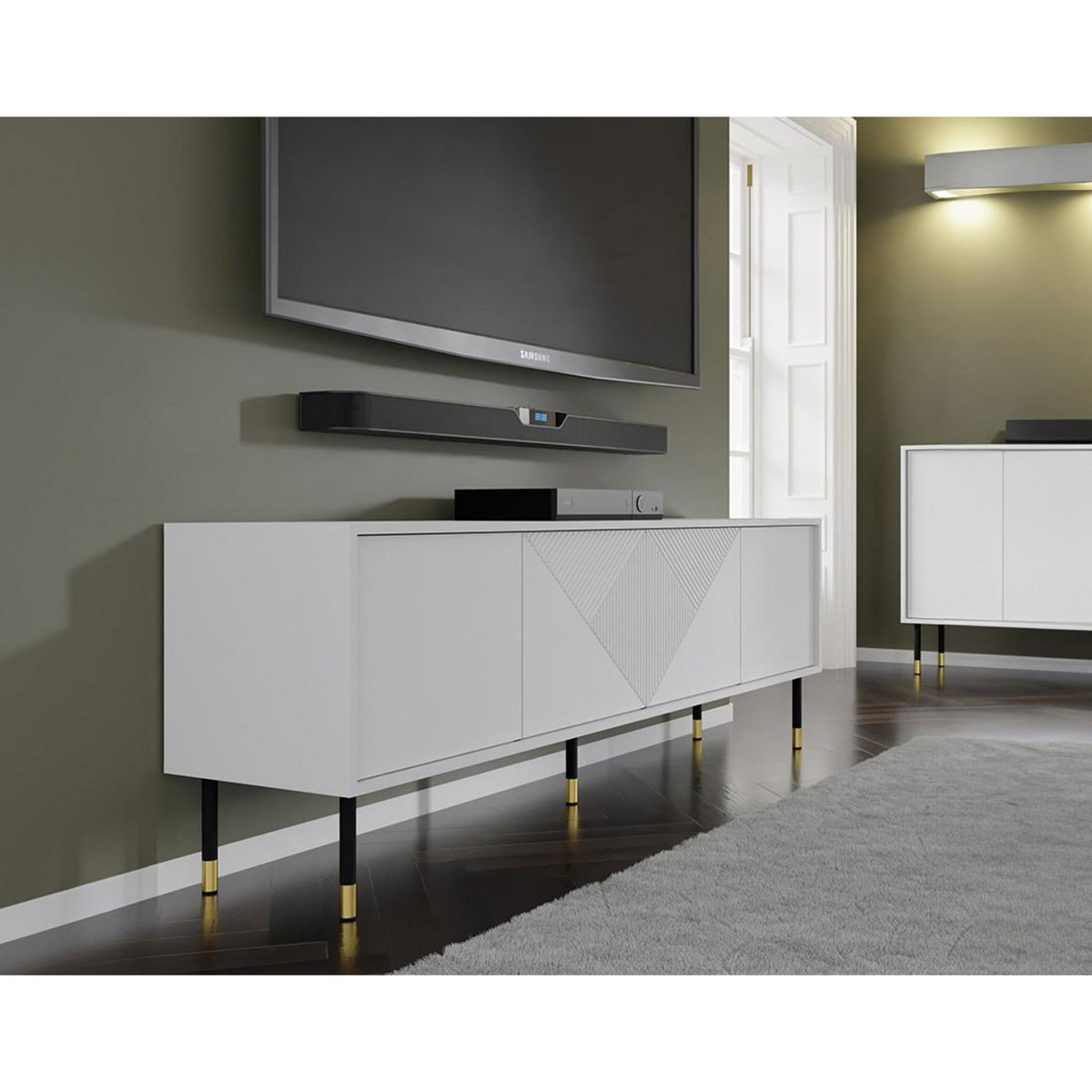 BEST MOBILIER Kirua - meuble tv - 4 portes - 180 cm