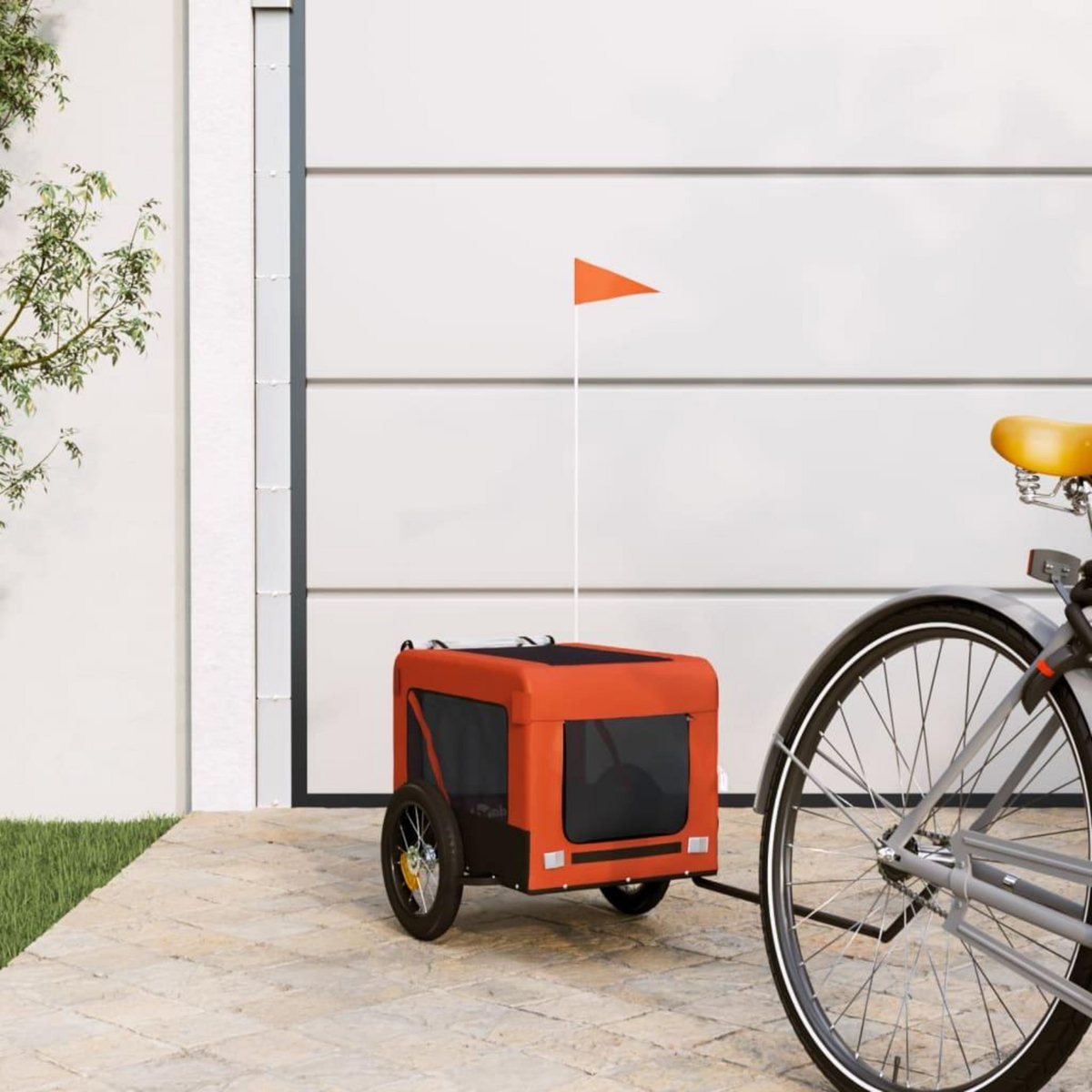 VIDAXL Remorque de velo pour animaux de compagnie orange et noir