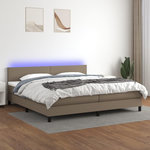VIDAXL Sommier a lattes de lit et matelas et LED Taupe 200x200cm Tissu