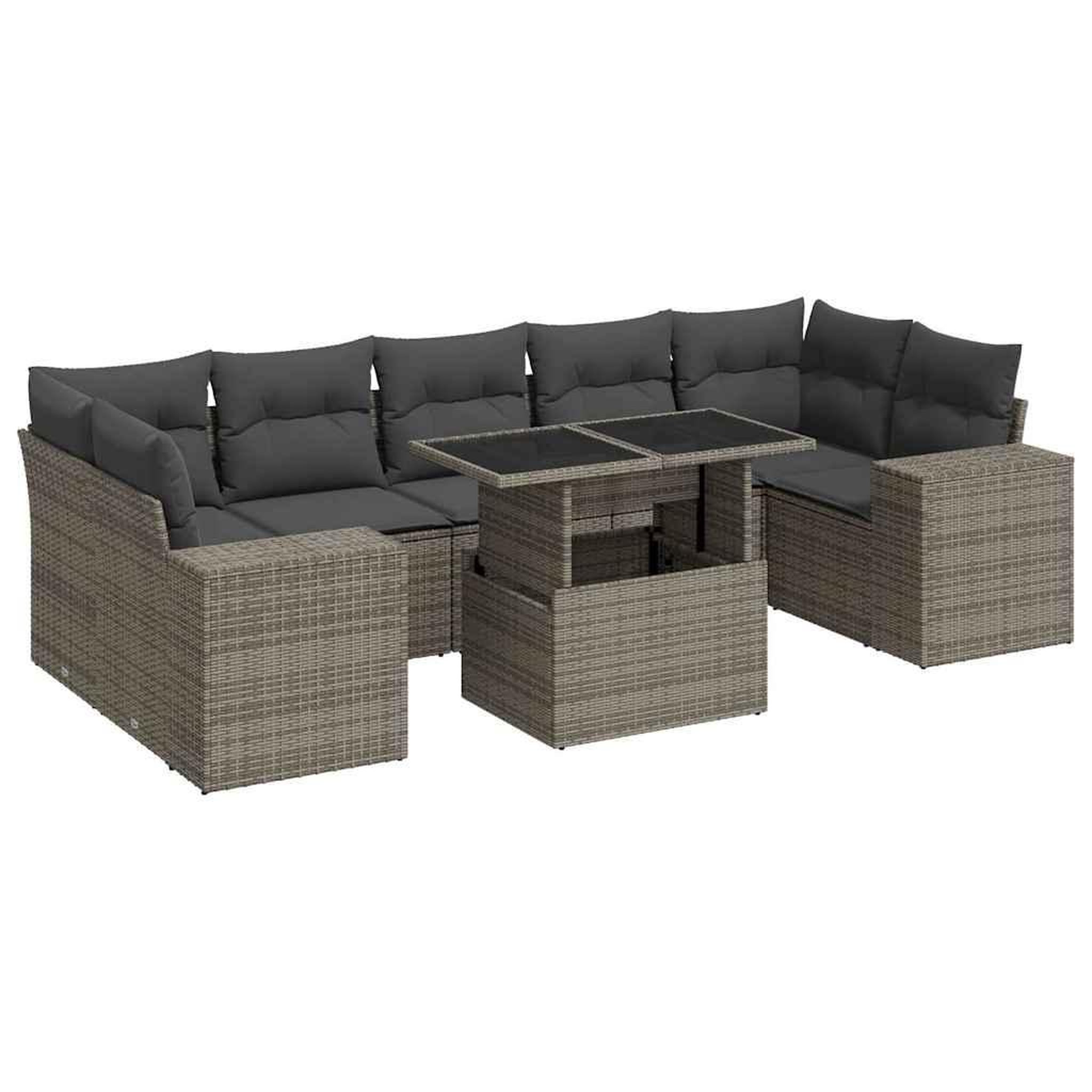 Voir la diapositive 2 : VIDAXL Salon de jardin 8 pcs avec coussins gris resine tressee