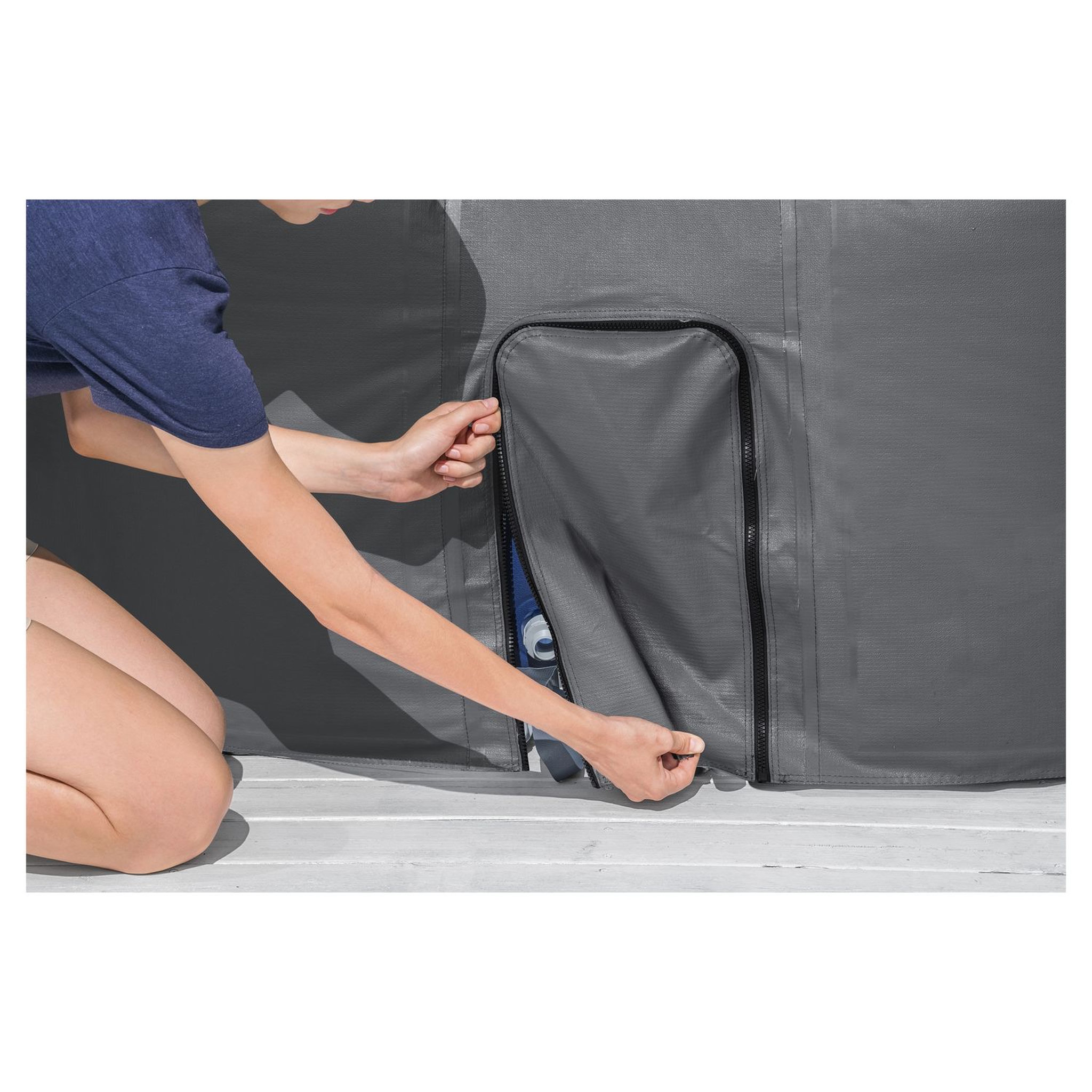 Voir la diapositive 5 : BESTWAY Couverture thermique pour spa carré - 180x180x71cm - Gris