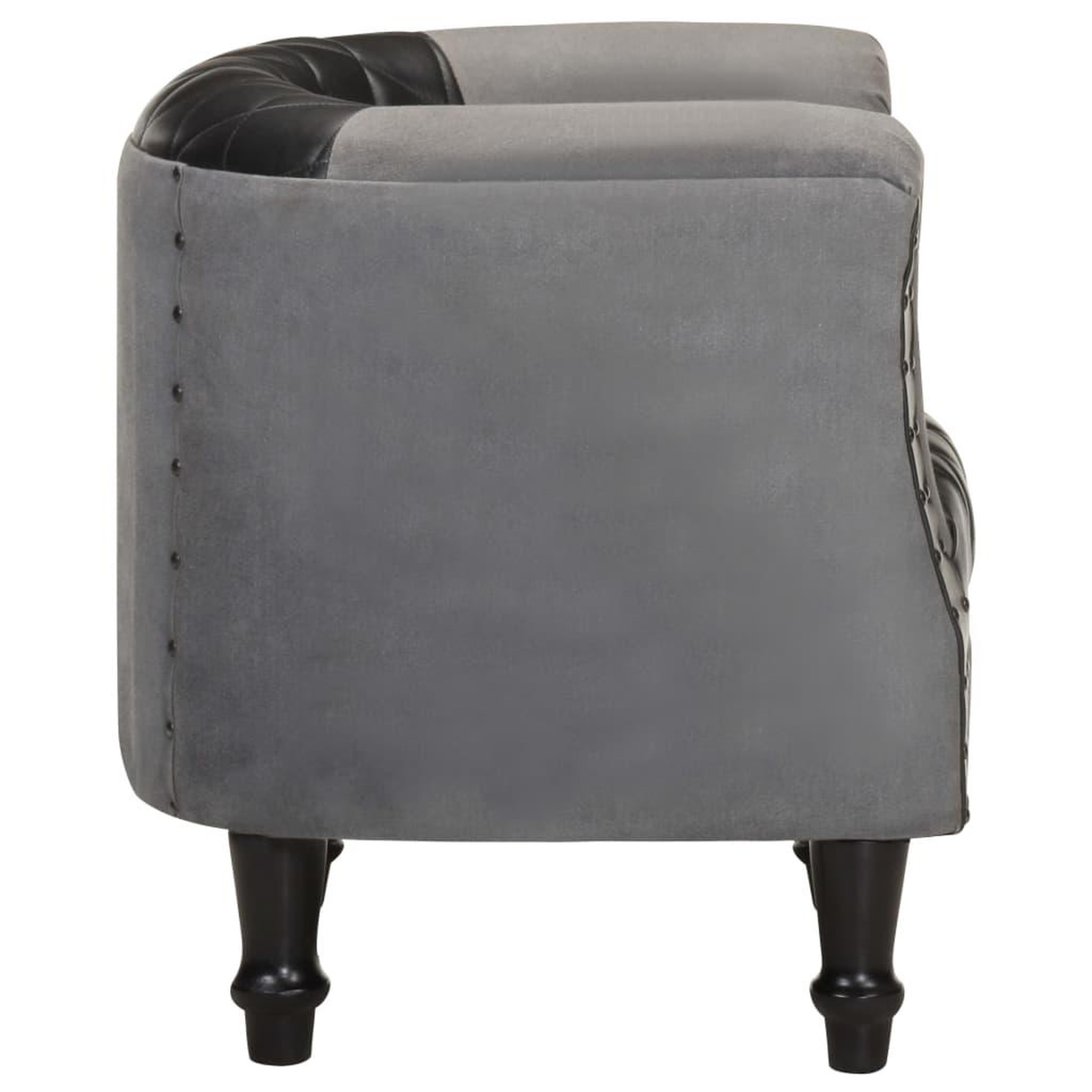 Voir la diapositive 3 : VIDAXL Chaise cabriolet Noir Cuir veritable et bois de manguier massif