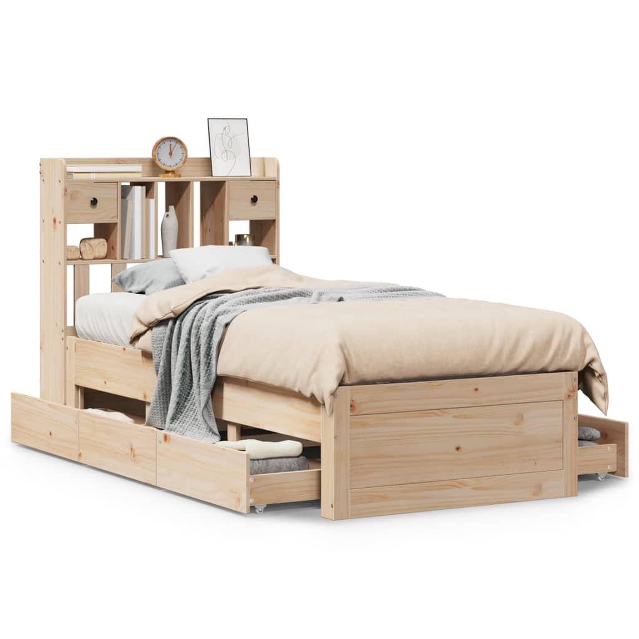 Voir la diapositive 2 : VIDAXL Lit bibliotheque sans matelas 75x190 cm bois de pin massif