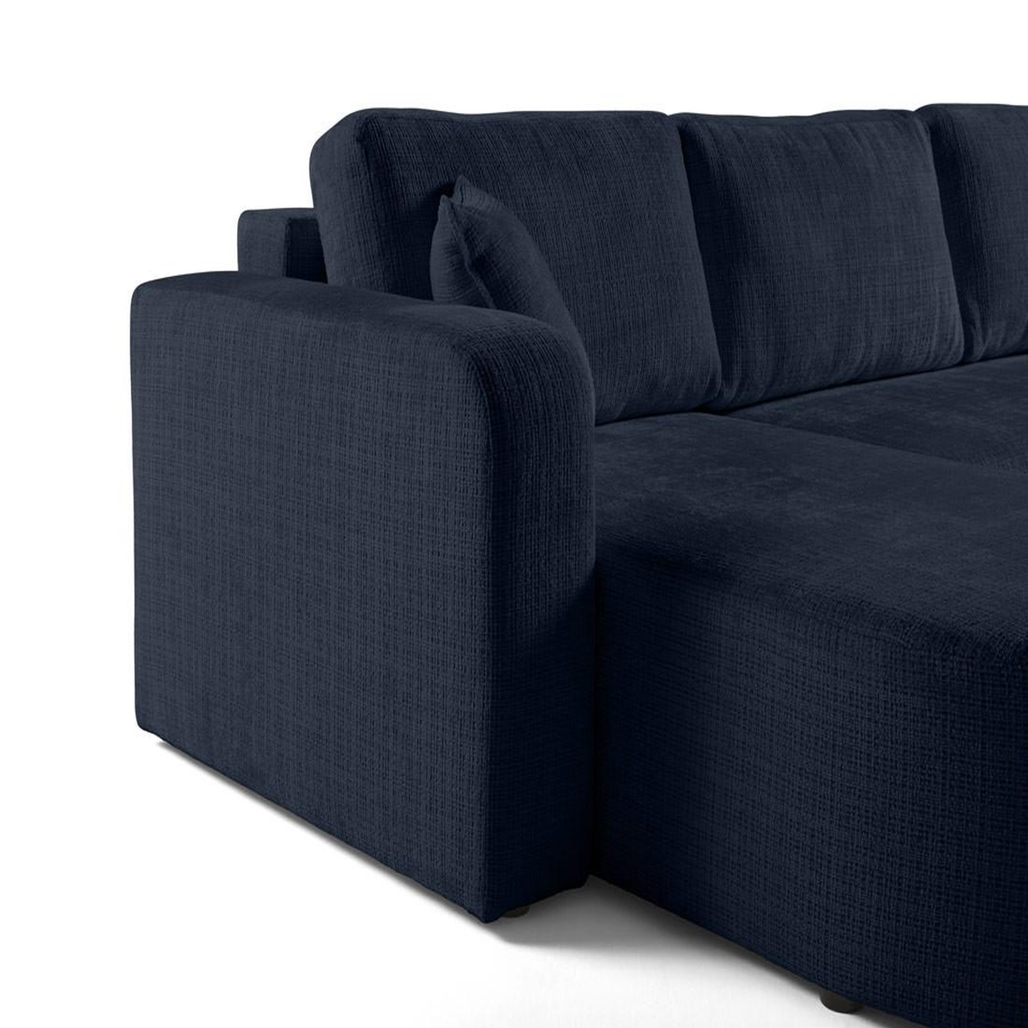 Voir la diapositive 5 : BEST MOBILIER Miro - canapé panoramique en u 7 places - convertible avec coffre - en velours texturé