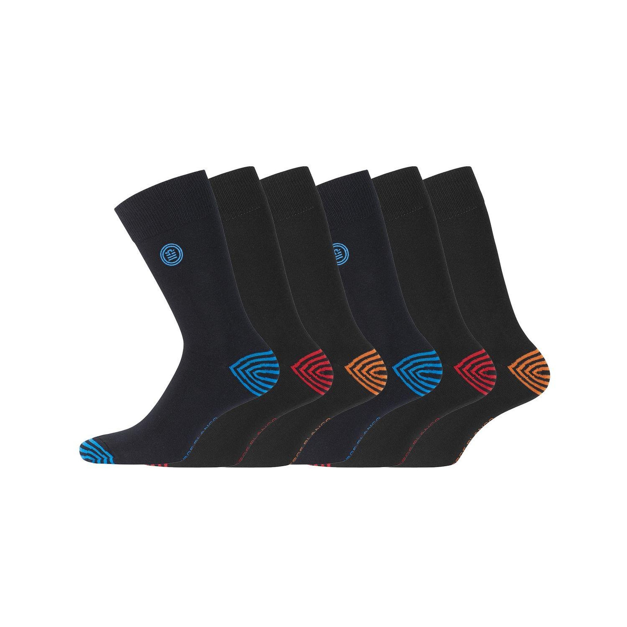 SERGE BLANCO Lot de 6 Paires de Chaussettes de ville coton homme. Coloris disponibles : Noir