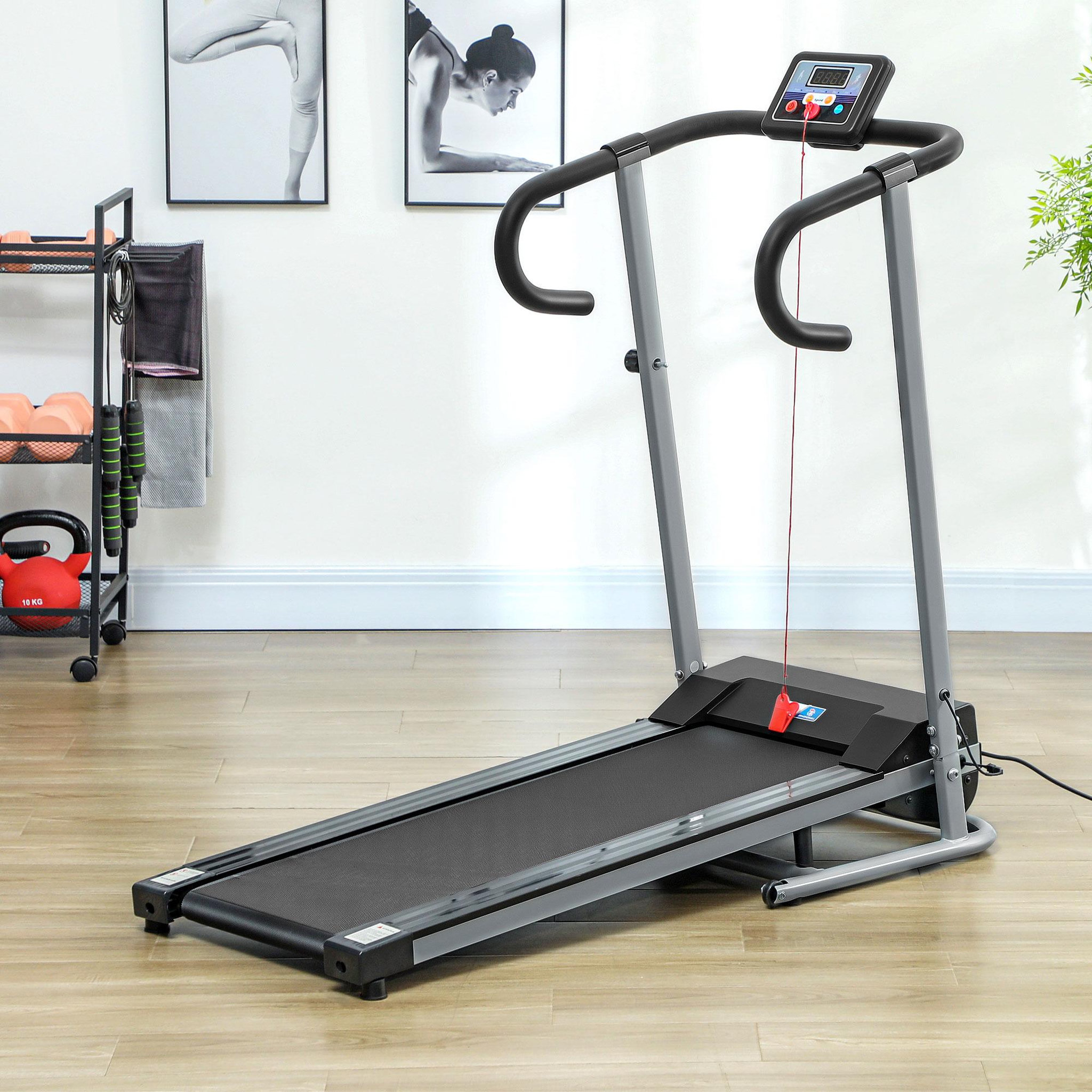 Voir la diapositive 6 : HOMCOM Tapis de course fitness électrique pliable aosom.fr x ffhandball - 500w - 1-10km/h - écran lcd multifonctions