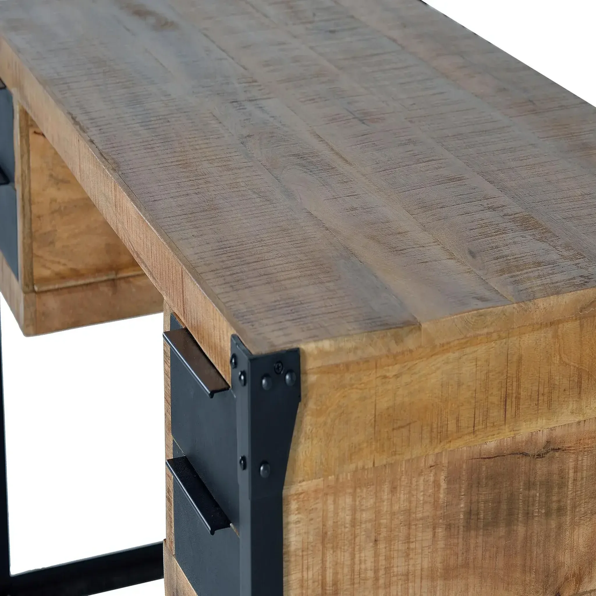 Voir la diapositive 2 : GINER Y COLOMER SL Bureau en bois de manguier 135 cm style industriel moderne