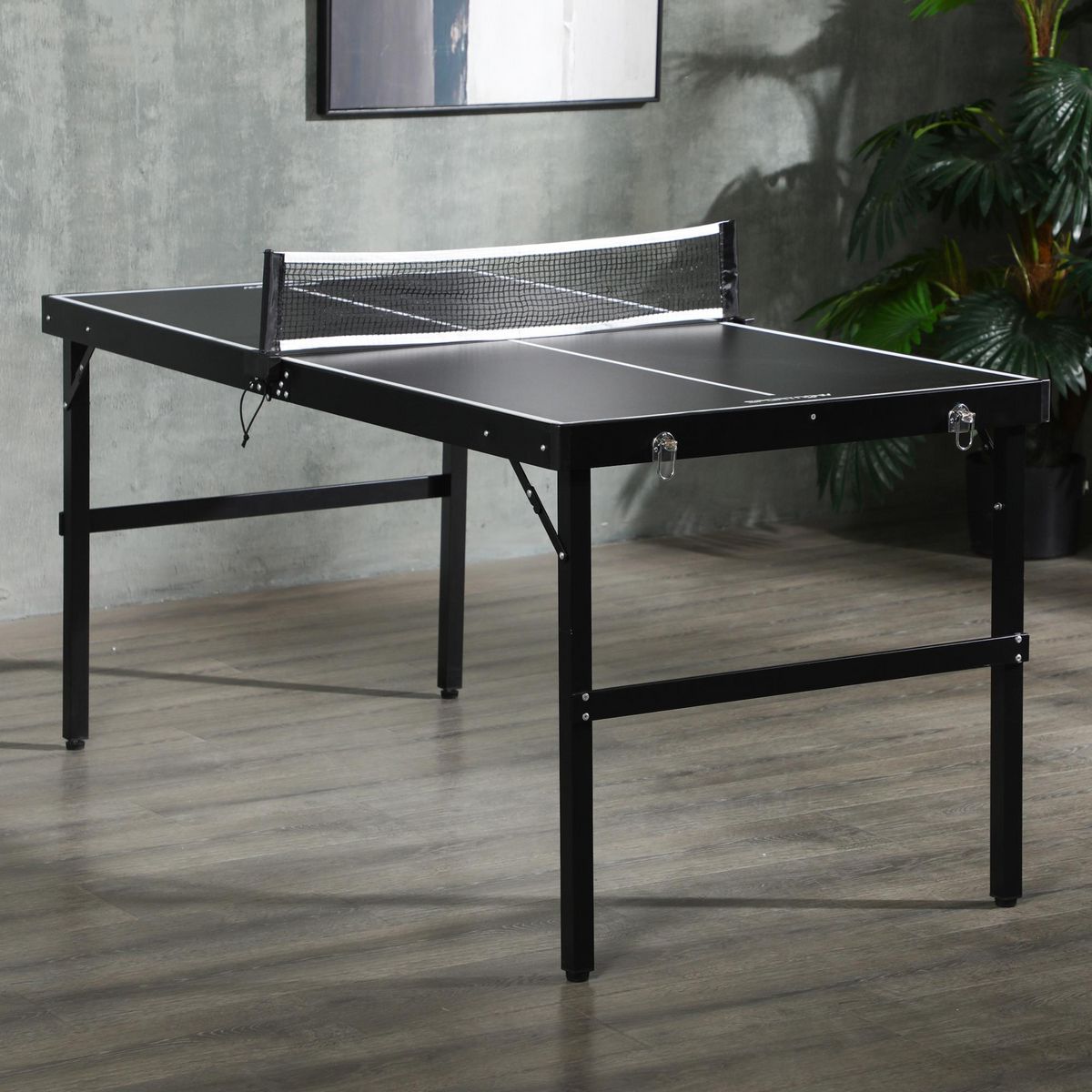 HOMCOM Mini table de ping pong pliable dim. 152 x 76 x 72 cm noir blanc