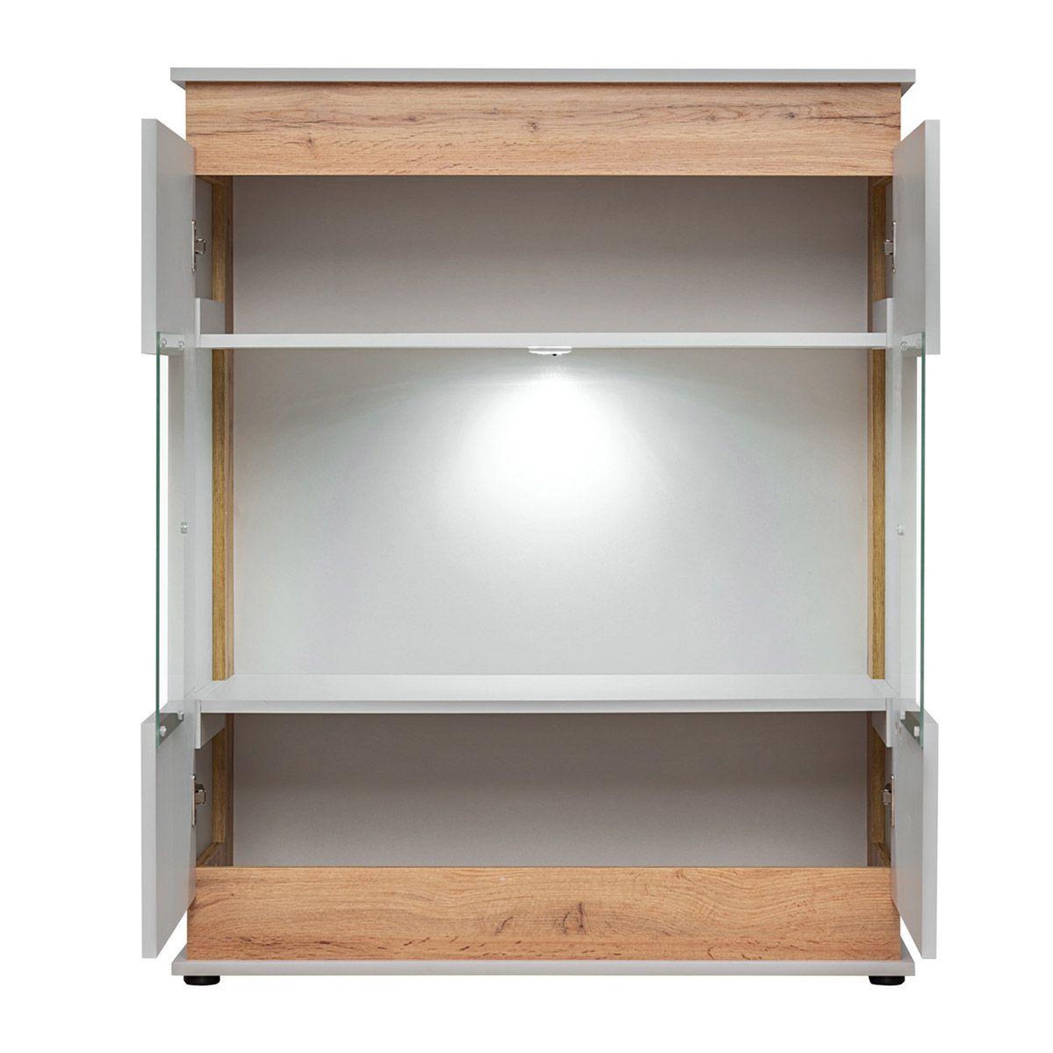 Voir la diapositive 2 : Paris Prix Vitrine led 2 portes  berlin  111cm gris & naturel