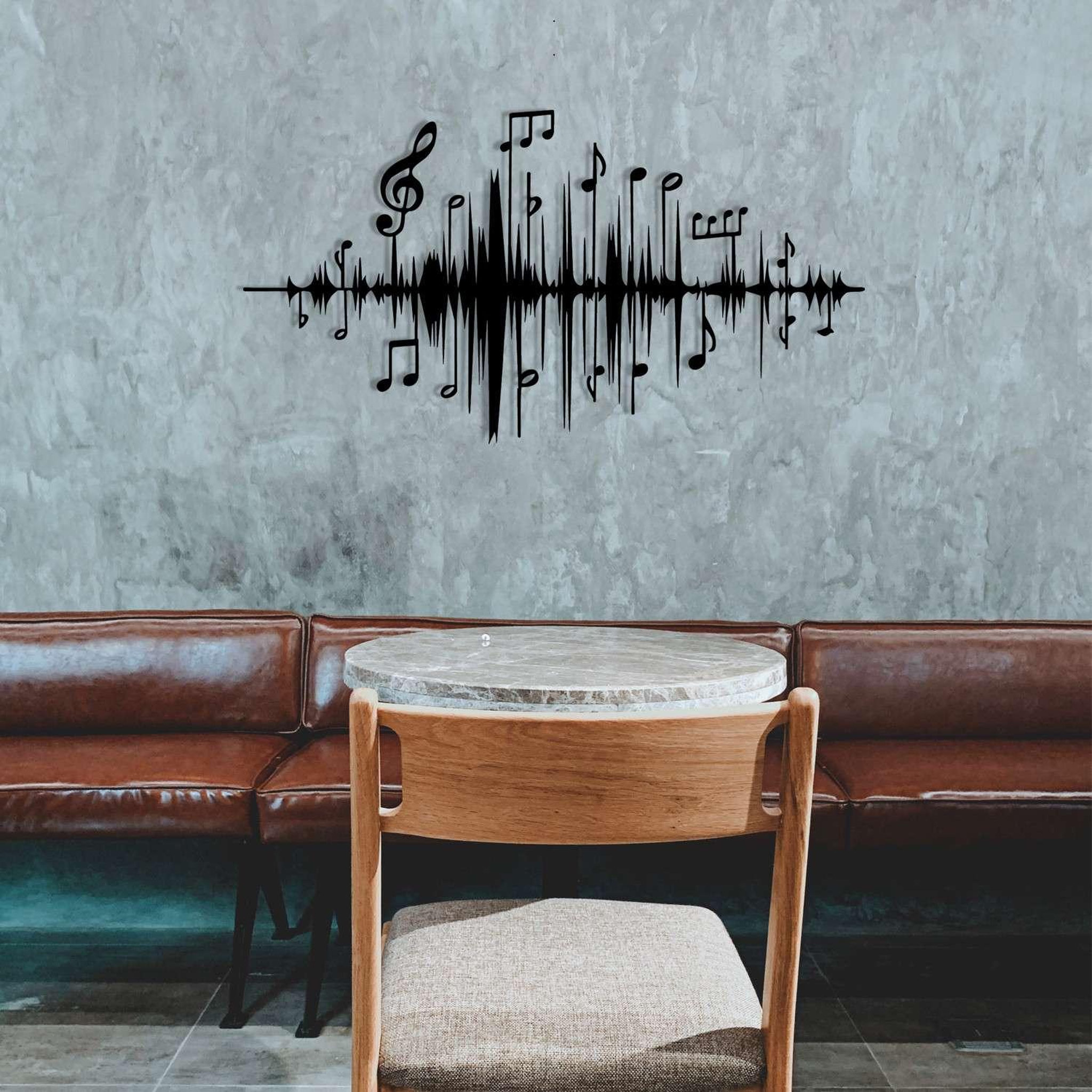 Voir la diapositive 6 : TOILINUX Décoration murale notes en métal - 70 x 40 cm - noir