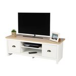 DIVERS Meuble TV avec 2 tiroirs et 2 niches de rangement en bois HANOI - Blanc