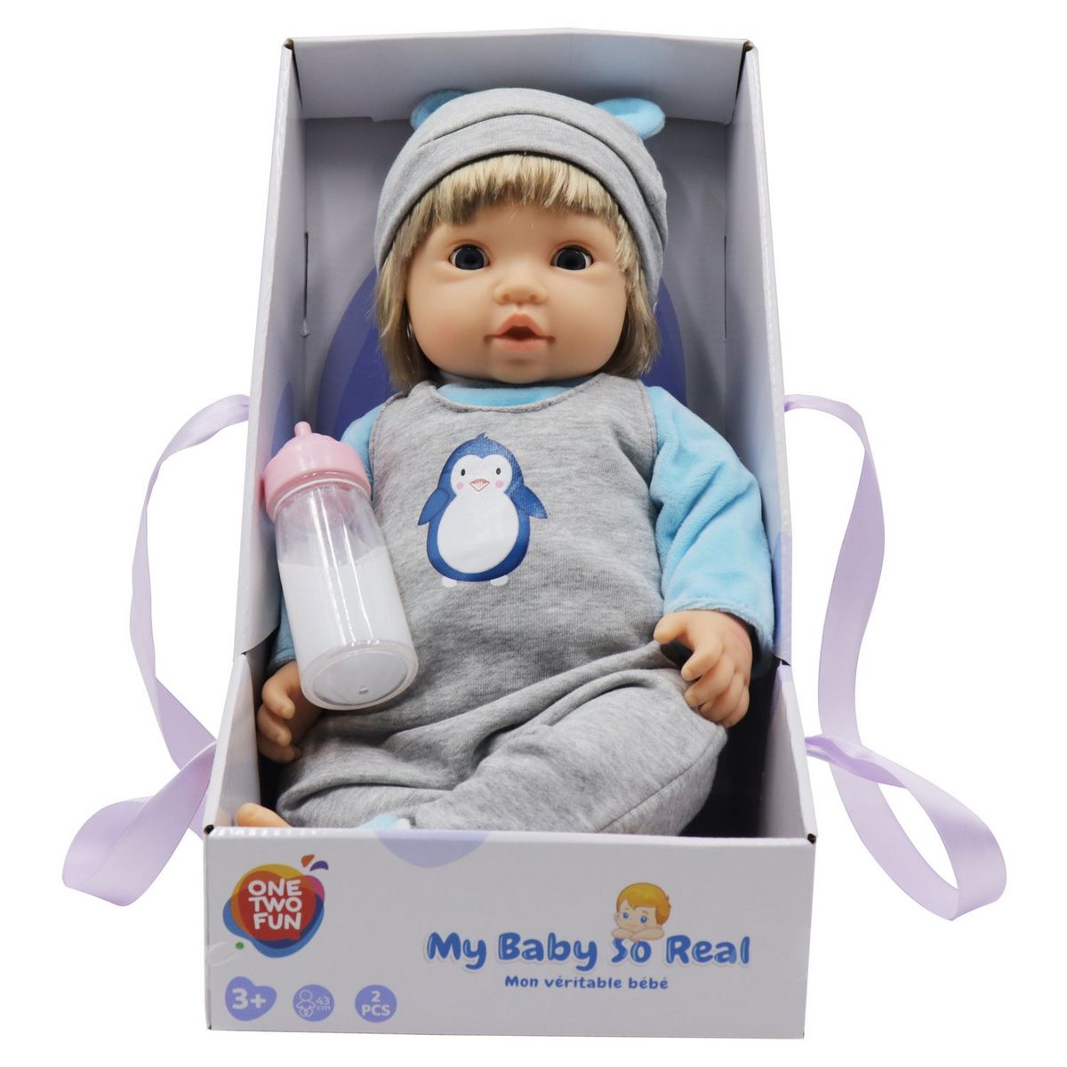 One Two Fun Poupon réaliste - bleu
