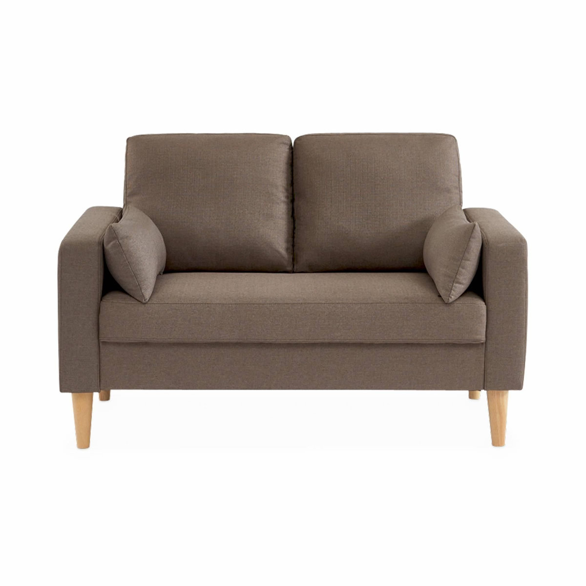 SWEEEK Canapé en tissu marron - Bjorn - Canapé 2 places fixe droit pieds bois. style scandinave