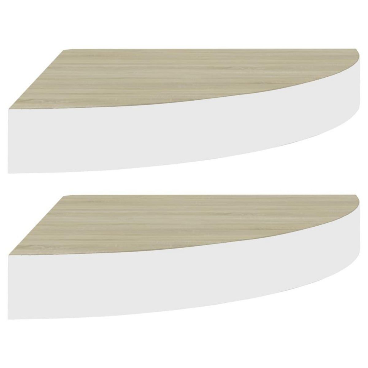 VIDAXL Etageres d'angle murales 2 pcs Chene et blanc 35x35x3,8 cm MDF