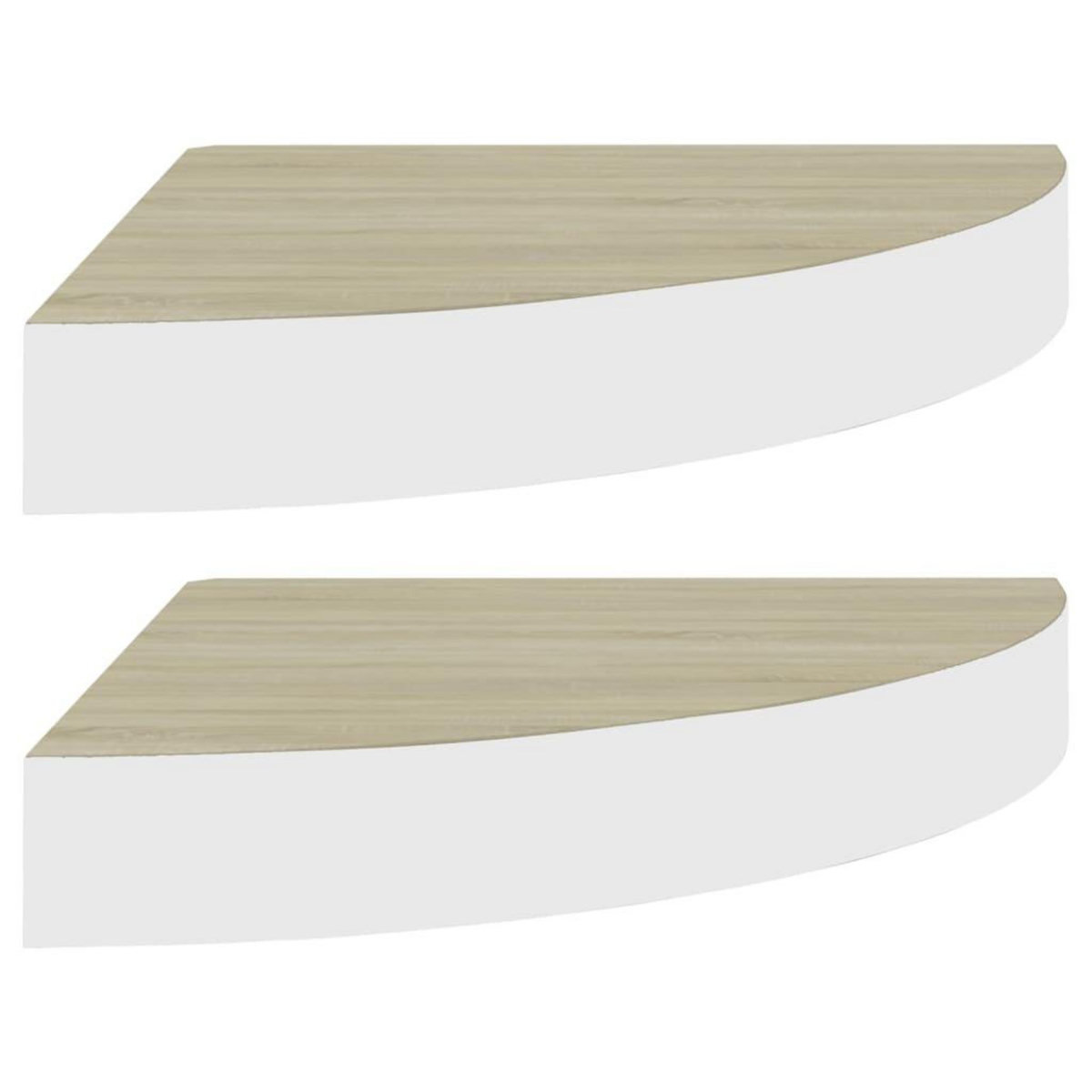 VIDAXL Etageres d'angle murales 2 pcs Chene et blanc 35x35x3,8 cm MDF