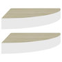 Voir la diapositive 2 : VIDAXL Etageres d'angle murales 2 pcs Chene et blanc 35x35x3,8 cm MDF