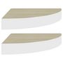 Voir la diapositive 2 : VIDAXL Etageres d'angle murales 2 pcs Chene et blanc 35x35x3,8 cm MDF