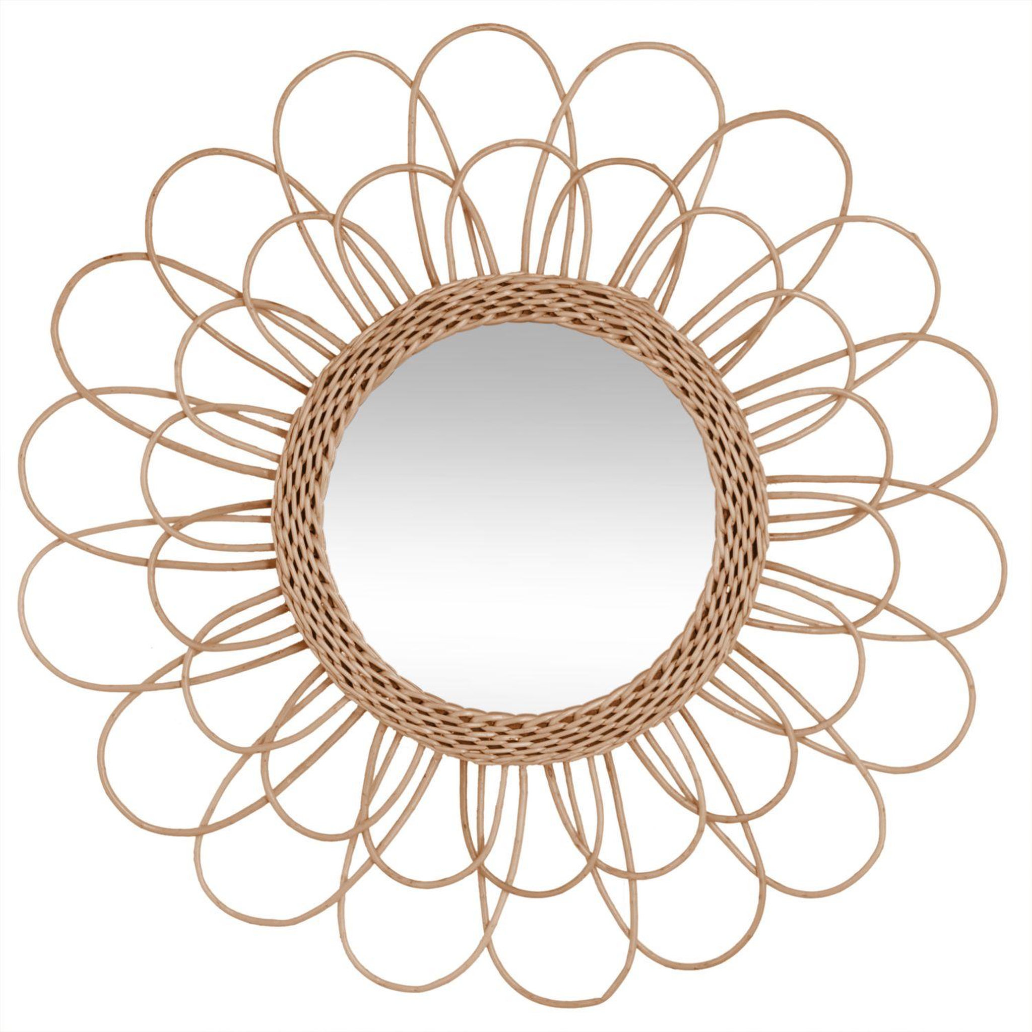 ATMOSPHERA Miroir mural rotin scandi Fleur - Diam. 56 cm