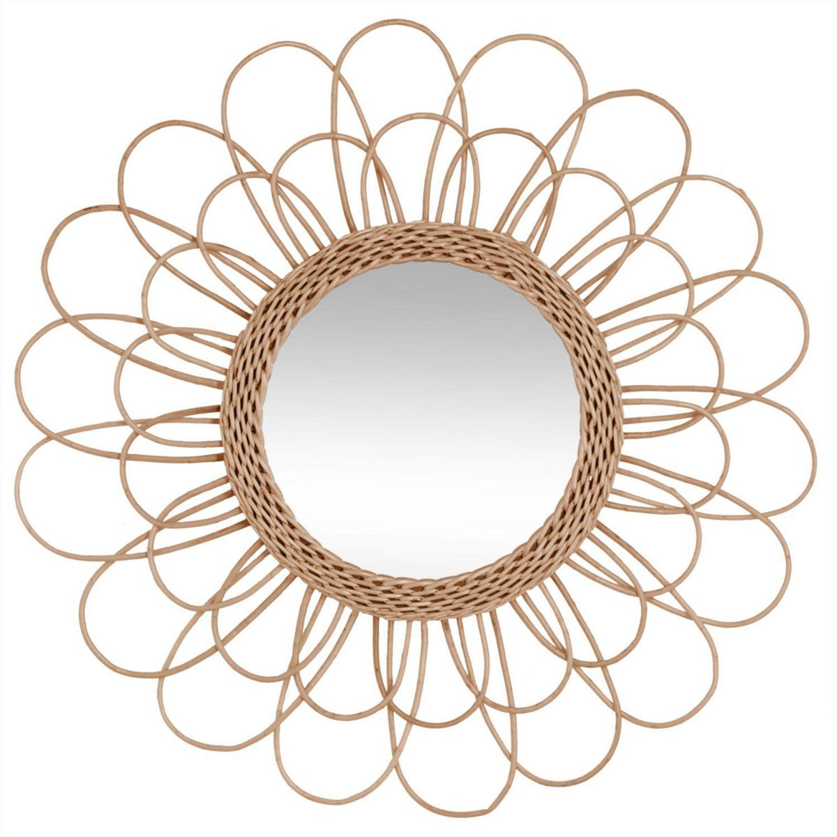 ATMOSPHERA Miroir mural rotin scandi Fleur - Diam. 56 cm