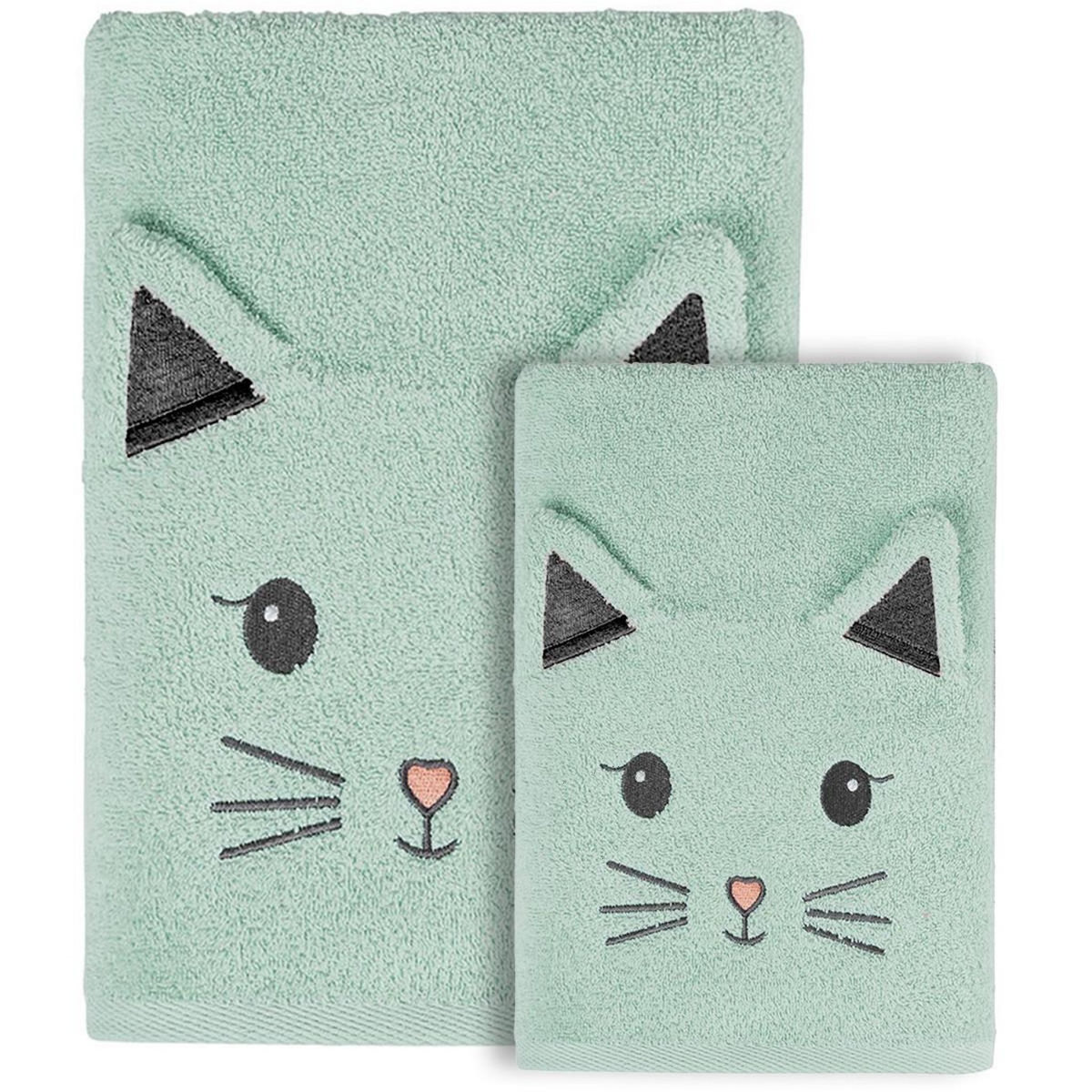 Sensei Maison Ensemble enfant 1 serviette de toilette + 1 drap de bain MISTY LE CHAT