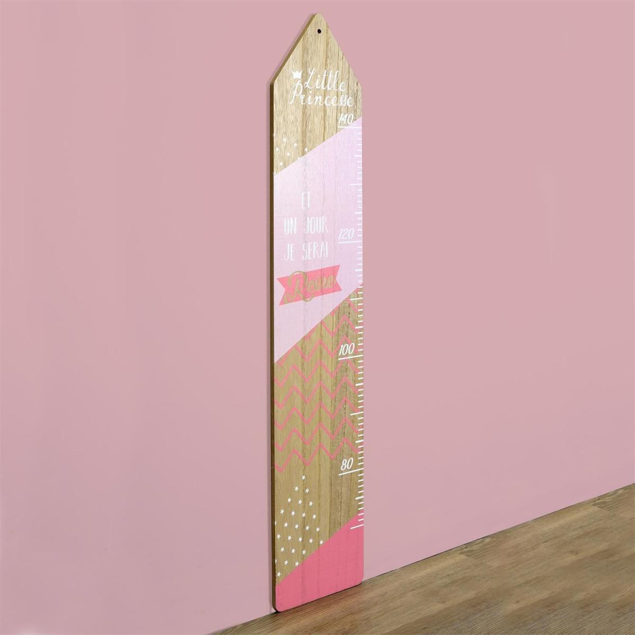 Voir la diapositive 4 : HOME DECO KIDS Décoration Murale Enfant  Toise Fille  100cm Rose