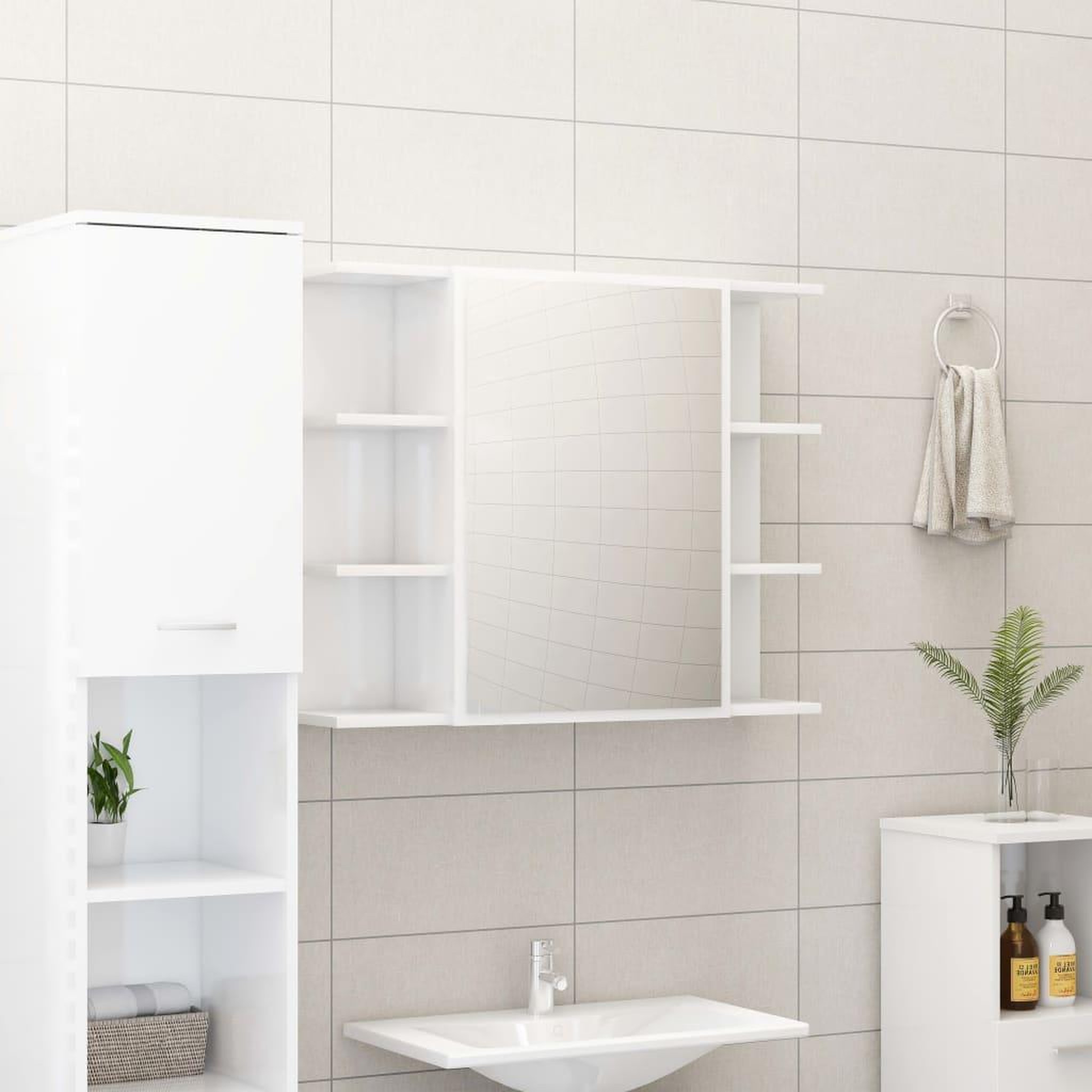 Voir la diapositive 4 : VIDAXL Ensemble de meubles de bain 3pcs Blanc brillant Bois ingenierie