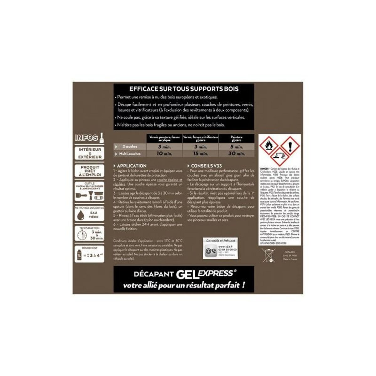 V33 DECAPANT GEL EXPRESS BOIS 0.5L V33 - 008491