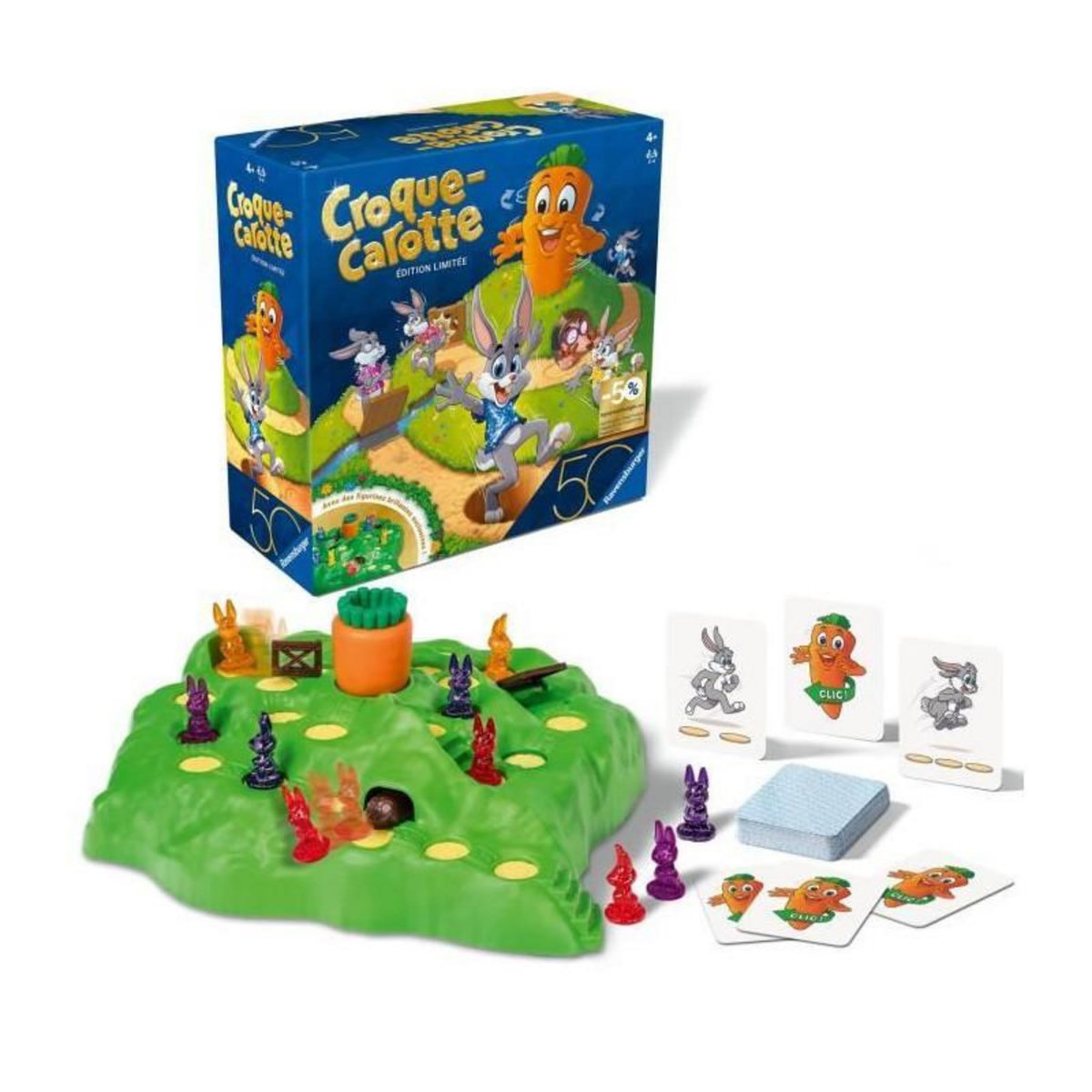 RAVENSBURGER Ravensburger-Croque Carotte 50 ans-Jeu de société-Enfants&Parents-Jeu de parcours rigolo-A partir de 4 ans-Mixte-23006