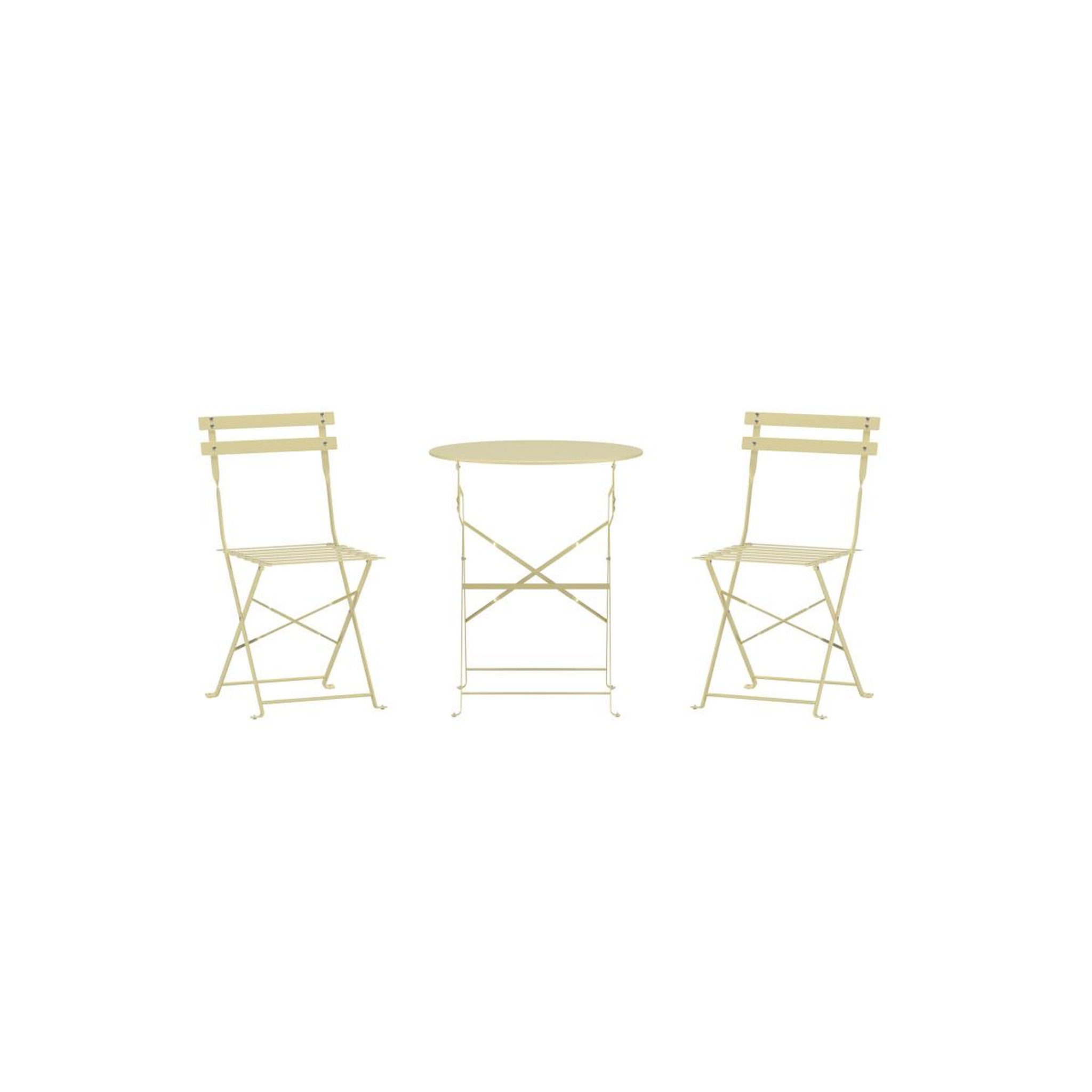 Voir la diapositive 3 : Paris Prix Ensemble table de jardin & 2 chaises  tao  71cm jaune