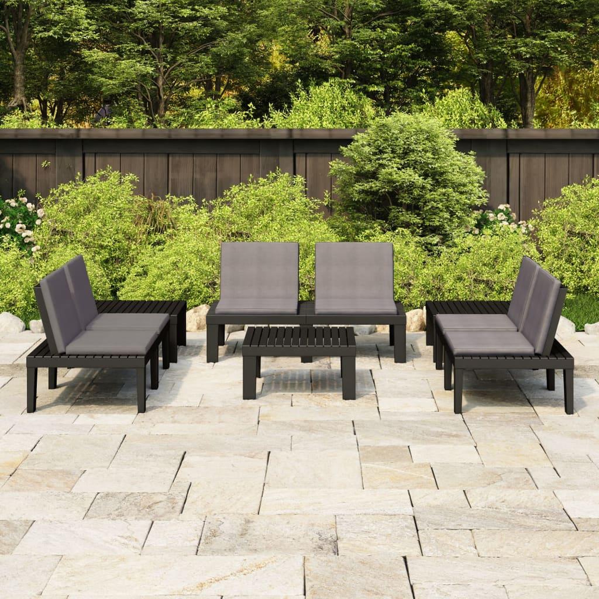 Voir la diapositive 1 : VIDAXL Salon de jardin 6 pcs avec coussins Plastique Gris