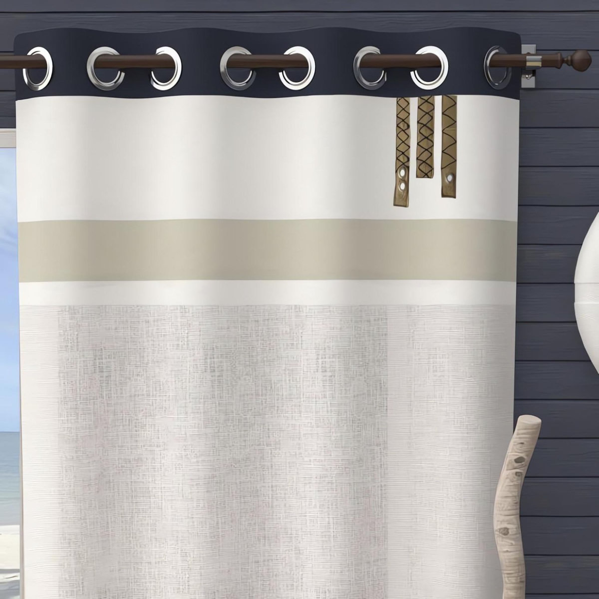 SOLEIL D'OCRE Voile à oeillets en coton 135x250 cm ESPRIT MARIN, par Soleil d'Ocre