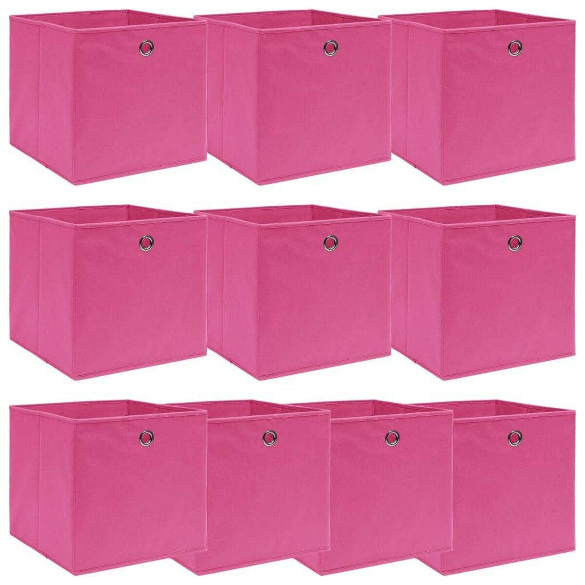 VIDAXL Boîtes de rangement 10 pcs Rose 32x32x32 cm Tissu