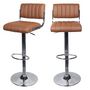 Voir la diapositive 1 : Rendez vous déco Lot de 2 chaises de bar réglables 61/83 cm en cuir synthétique marron - Houston
