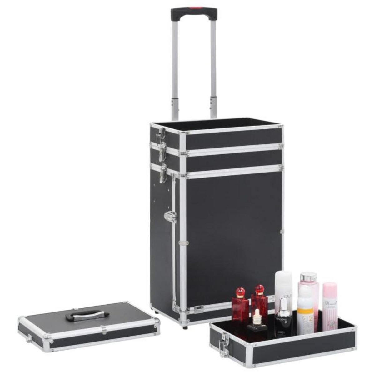 VIDAXL Chariot de maquillage Aluminium Noir