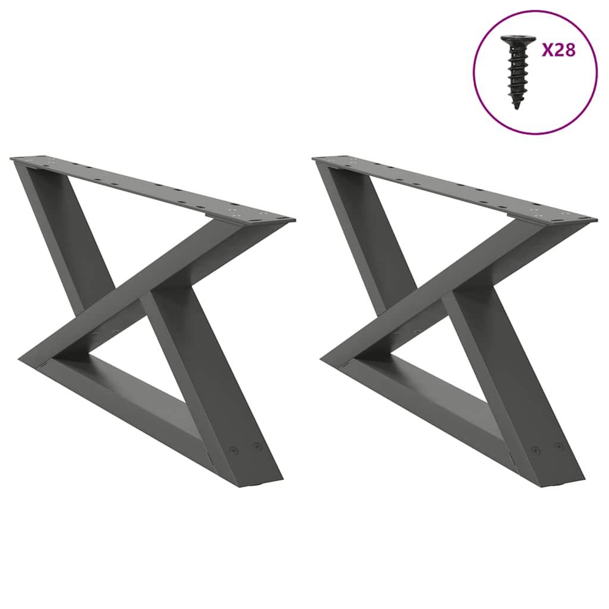 VIDAXL Pieds de table basse 2 pcs anthracite 70x(30-31,3) cm acier