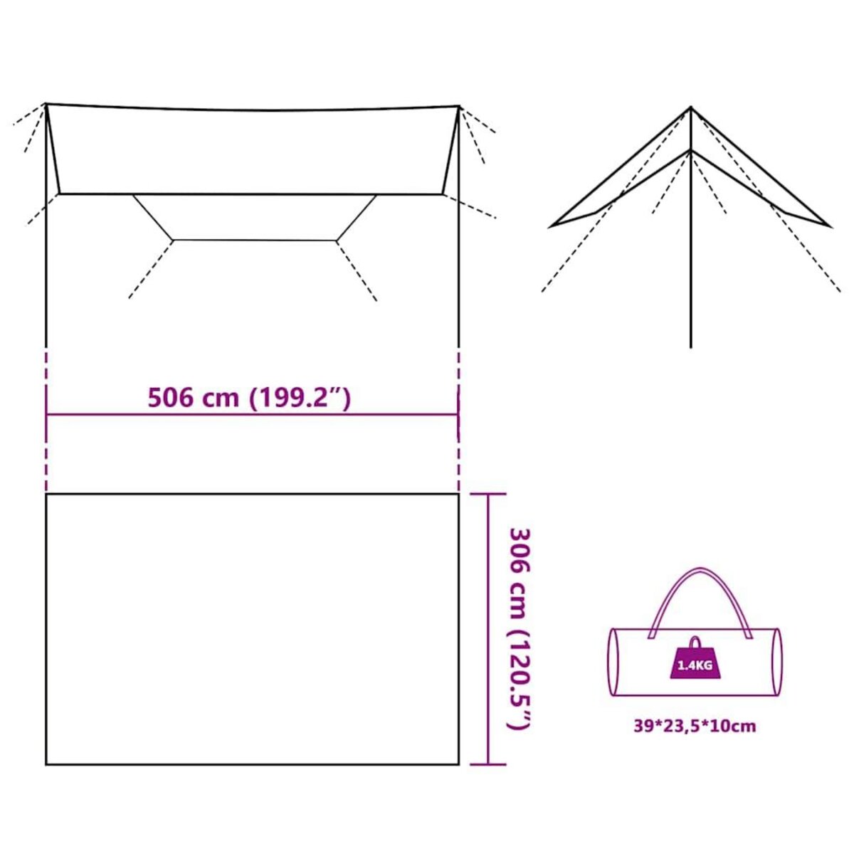 VIDAXL Bache de camping vert olive 506x306 cm impermeable